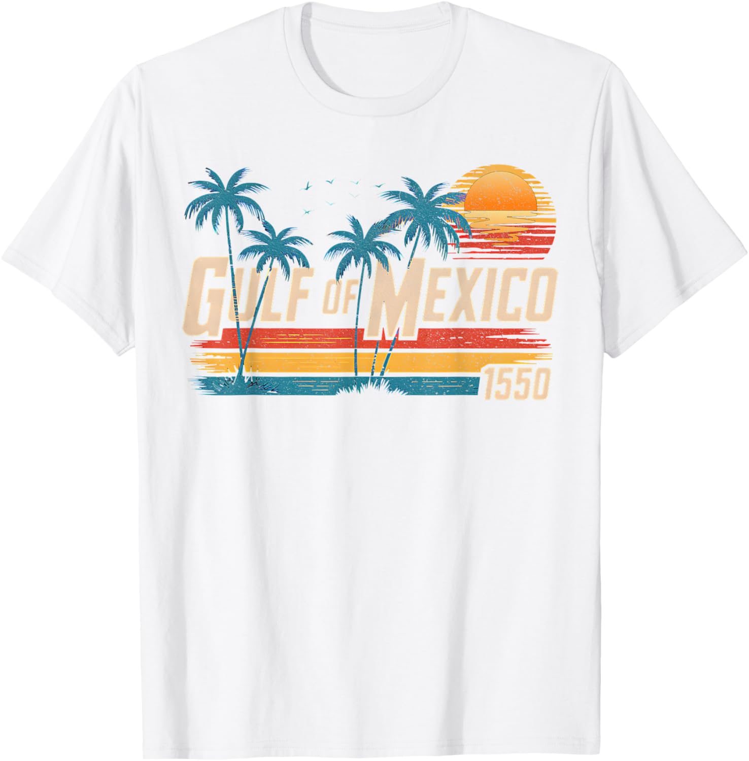 Vintage Gulf of Mexico Est 1550 Retro Beach T-Shirt for Summer Fun - 2