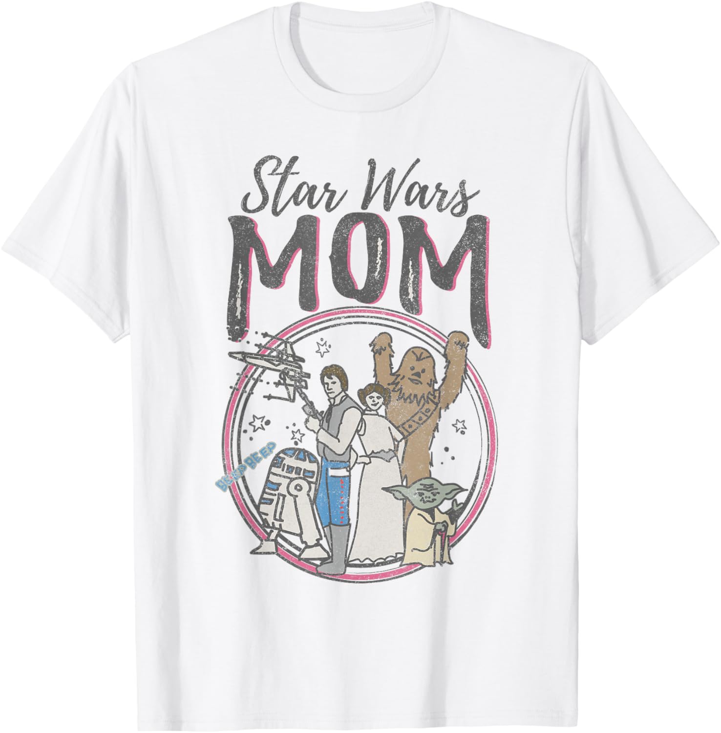 Star Wars Mother's Day Vintage Portrait T-Shirt for Women and Moms - 3