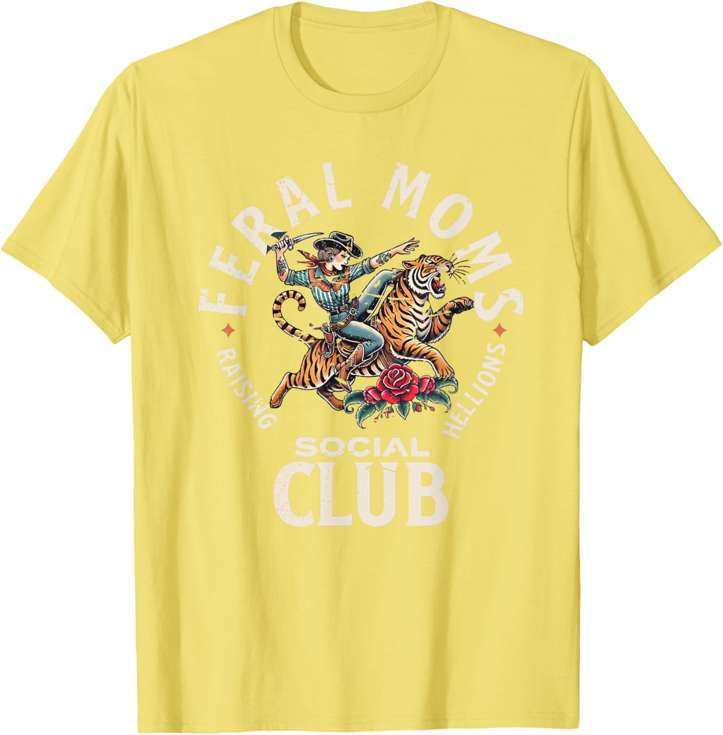 Retro Funny Feral Moms Social Club T-Shirt for Sarcastic Mothers - 5