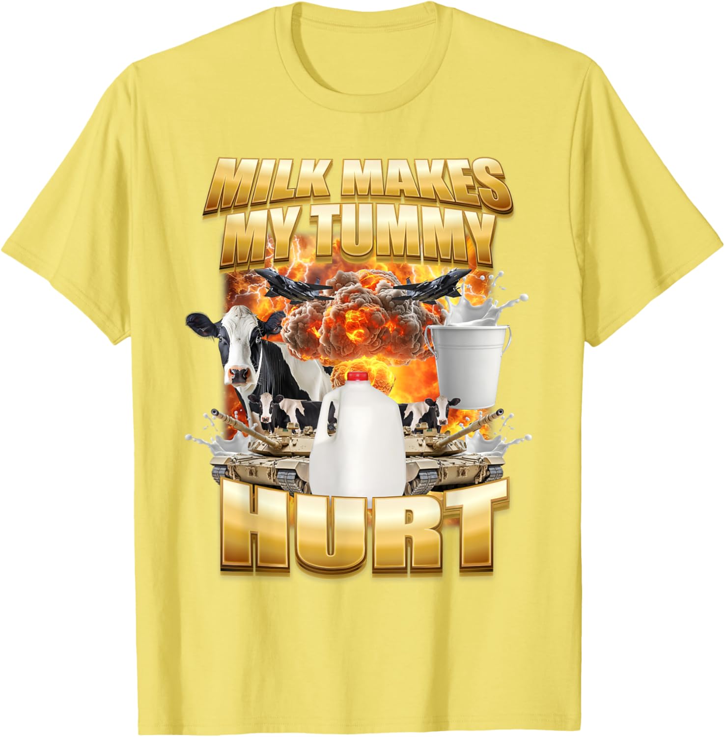 Funny Cow Meme T-Shirt for Milk Lovers - Tummy Hurt Humor Shirt - 20