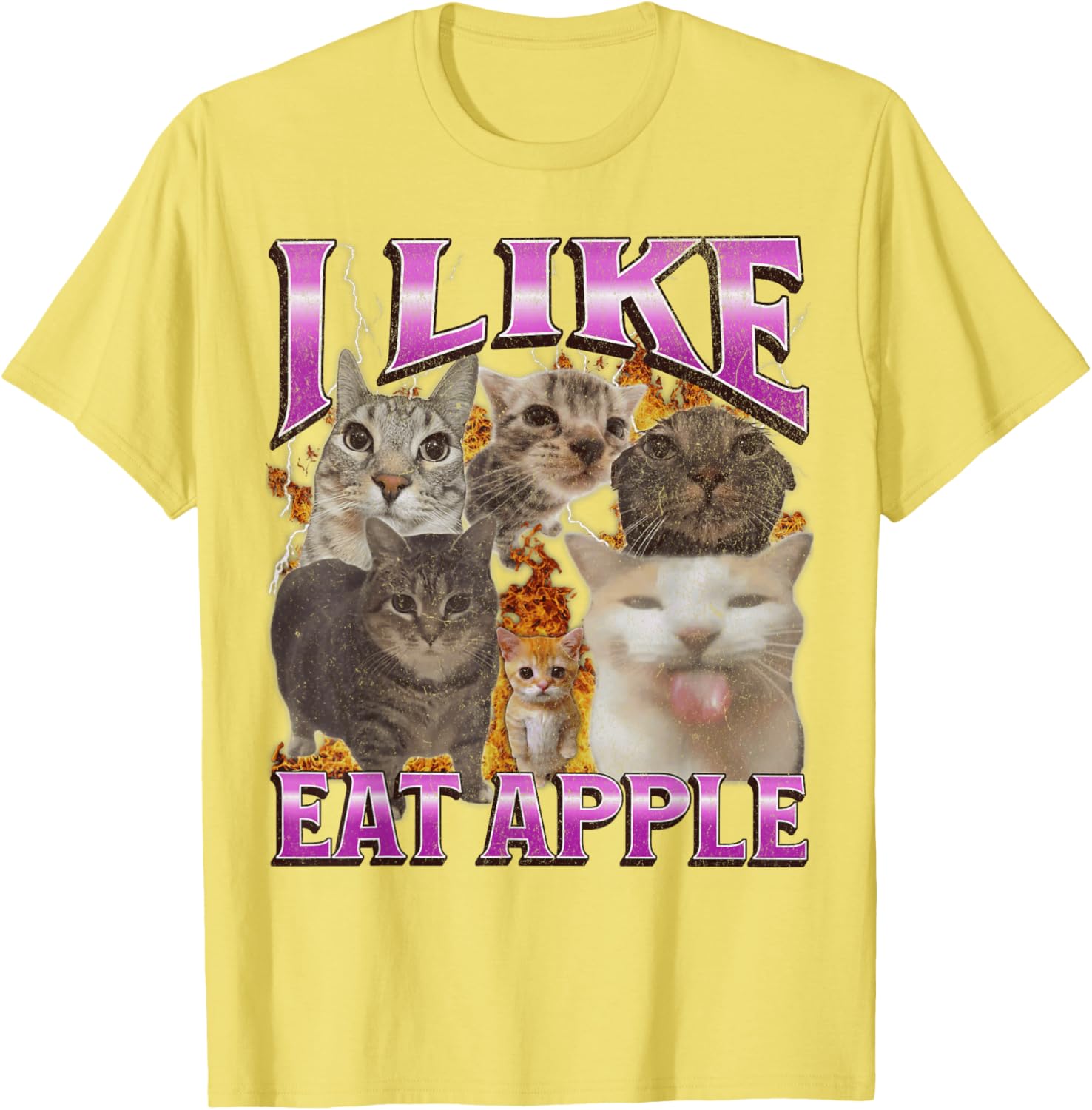 Funny Cat Meme Graphic T-Shirt I Like Eat Apples for Men and Women - 29
