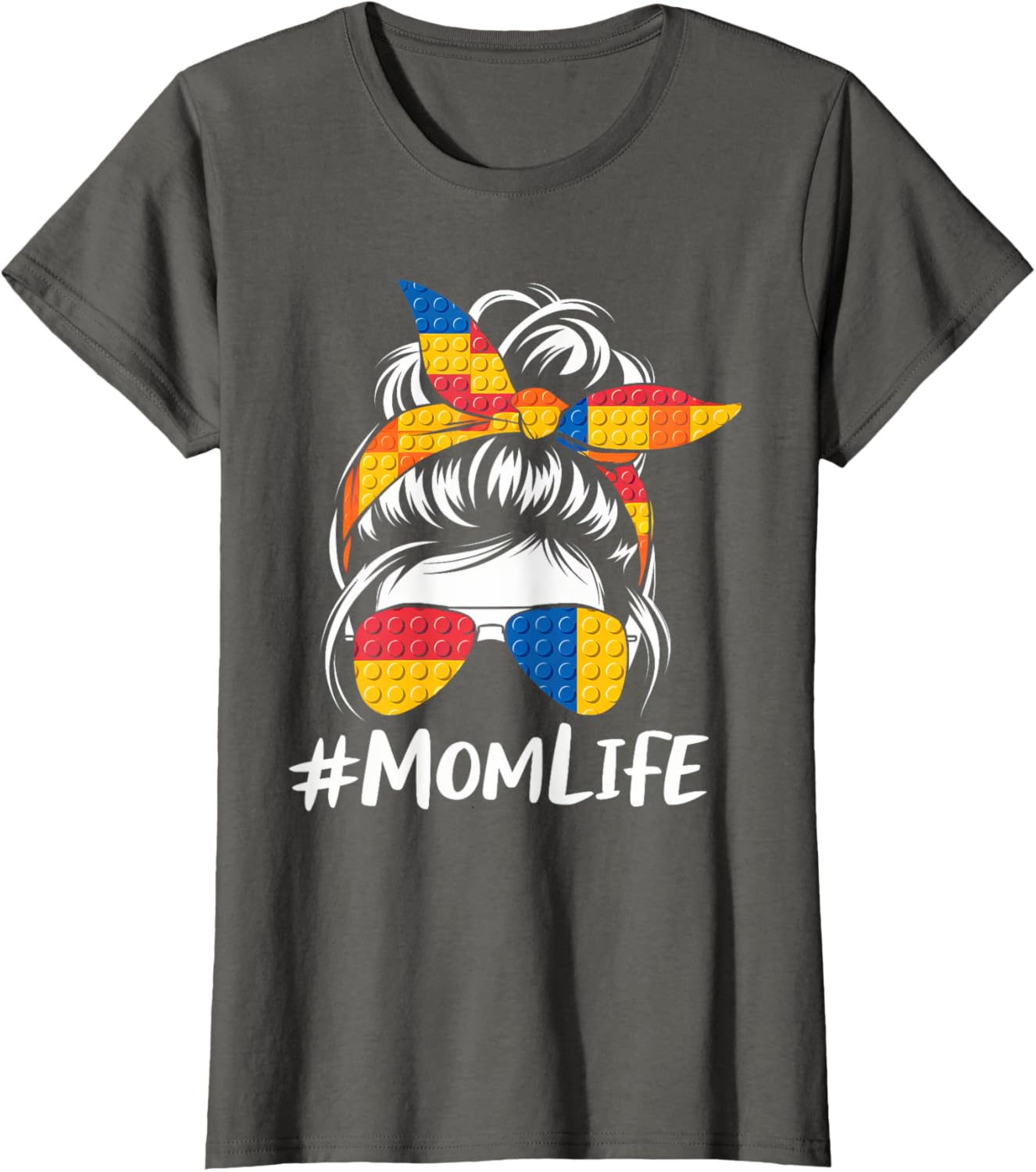 Messy Bun Mom Life T-Shirt for Master Builders - Perfect Mothers Day Gift - 9