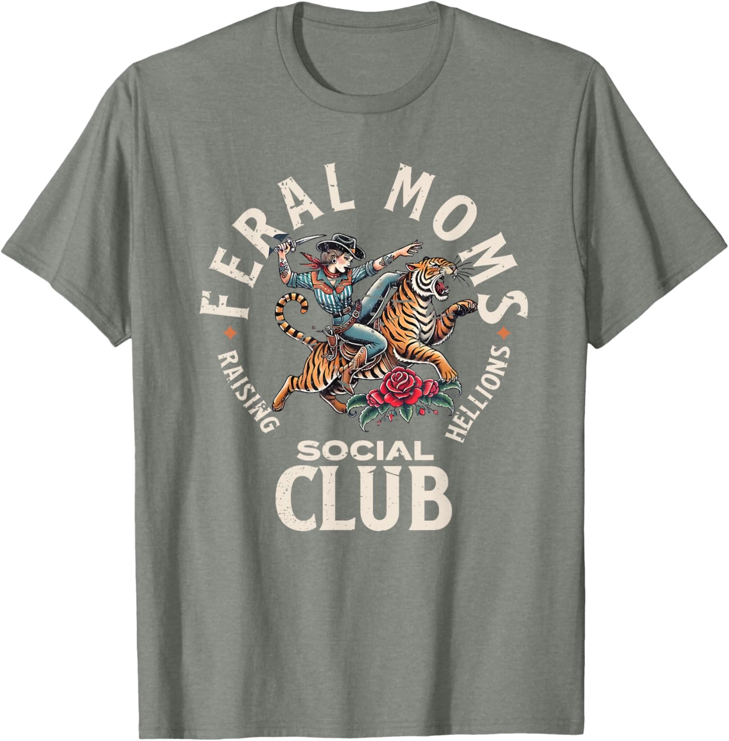 Retro Funny Feral Moms Social Club T-Shirt for Sarcastic Mothers - 16