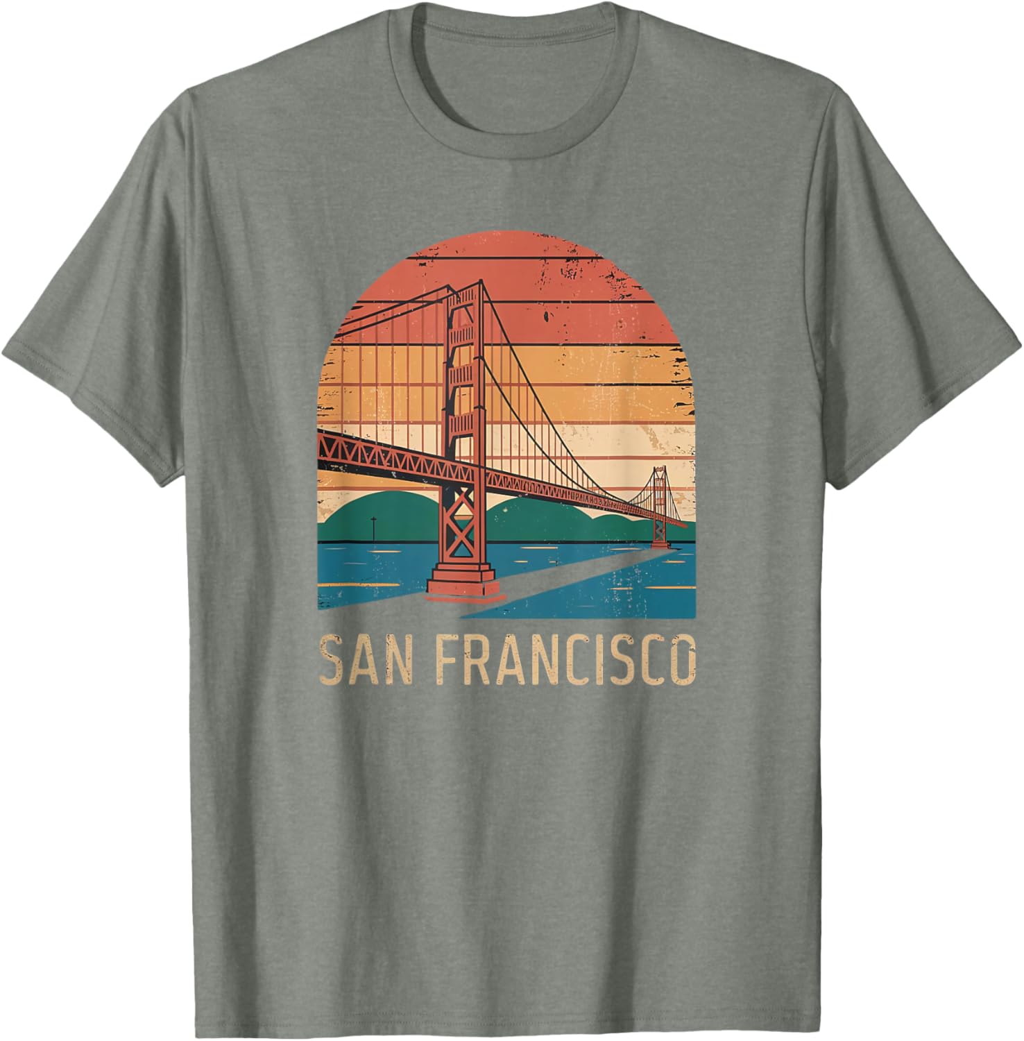 Retro San Francisco Bridge Sunset T-Shirt for Vintage Style Lovers - 1