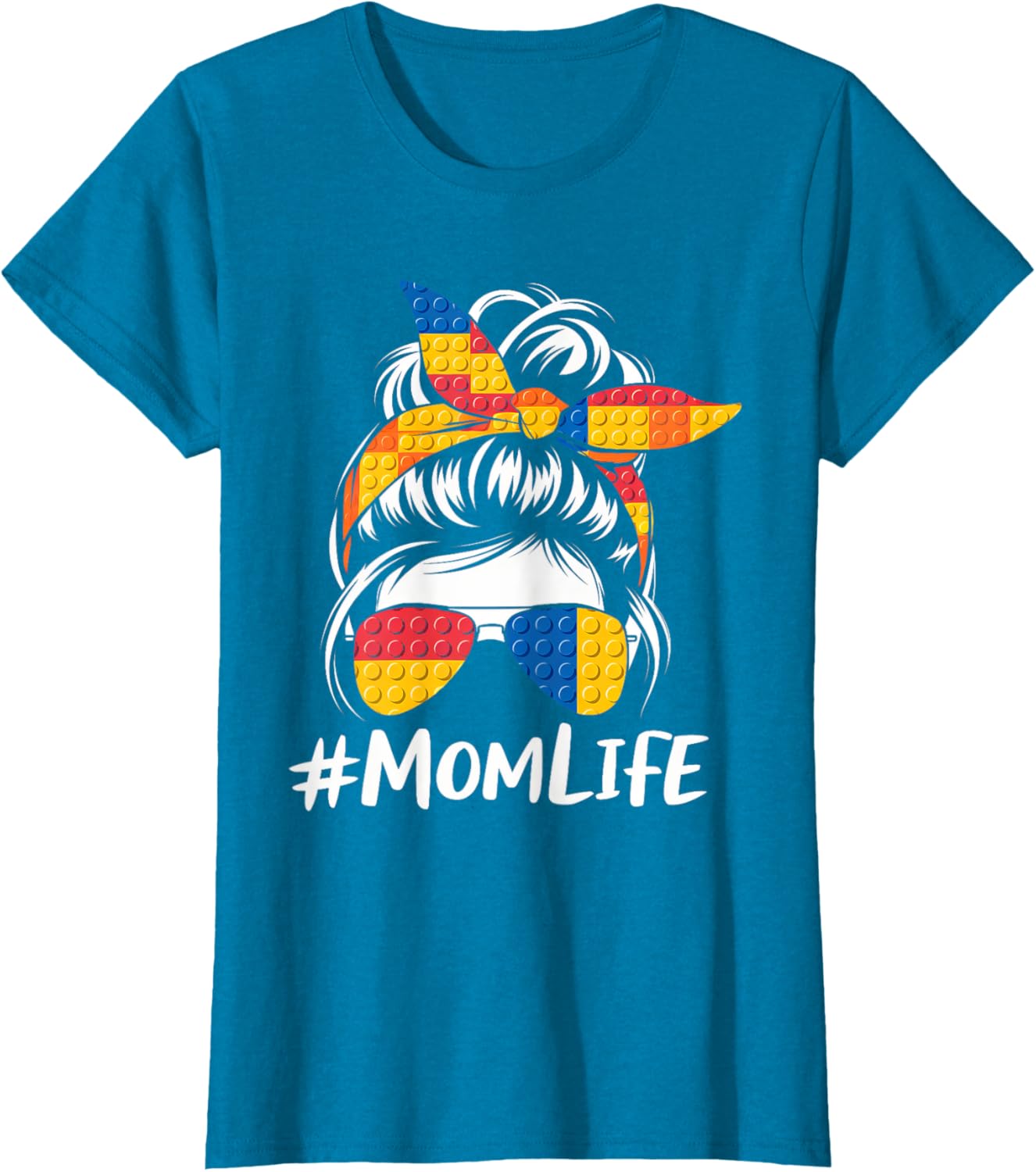 Messy Bun Mom Life T-Shirt for Master Builders - Perfect Mothers Day Gift - 1