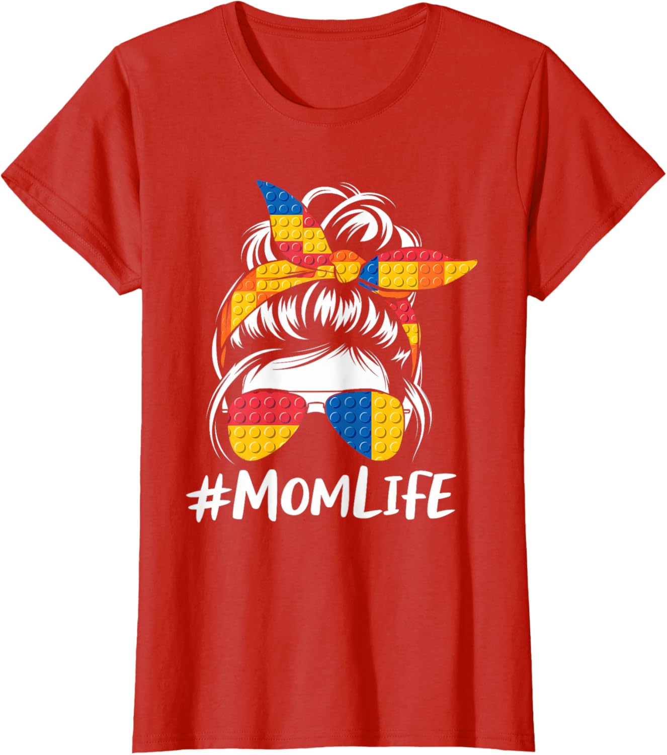 Messy Bun Mom Life T-Shirt for Master Builders - Perfect Mothers Day Gift - 17