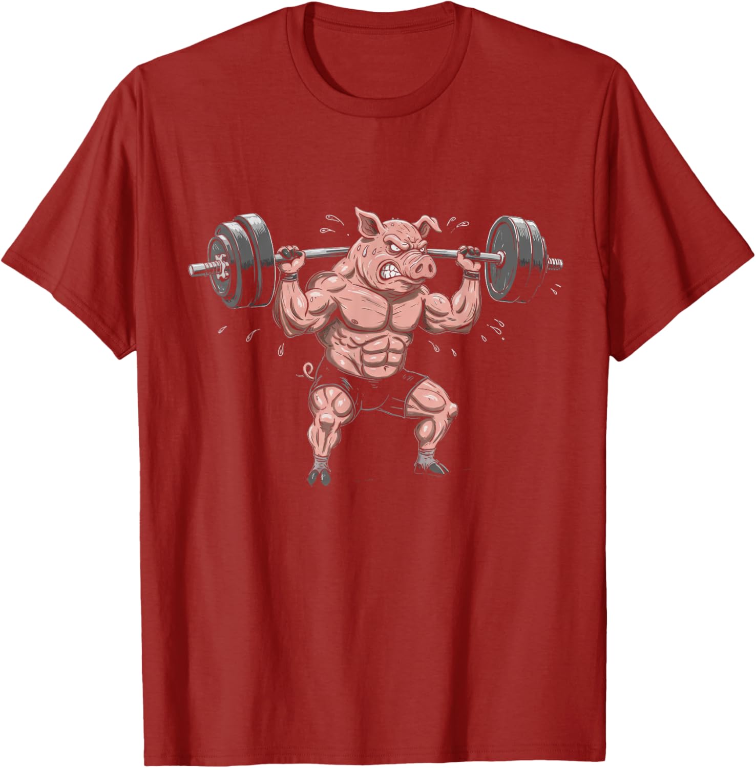 Funny Muscular Pig Lifting Barbell Gym T-Shirt for Workout Lovers - 6