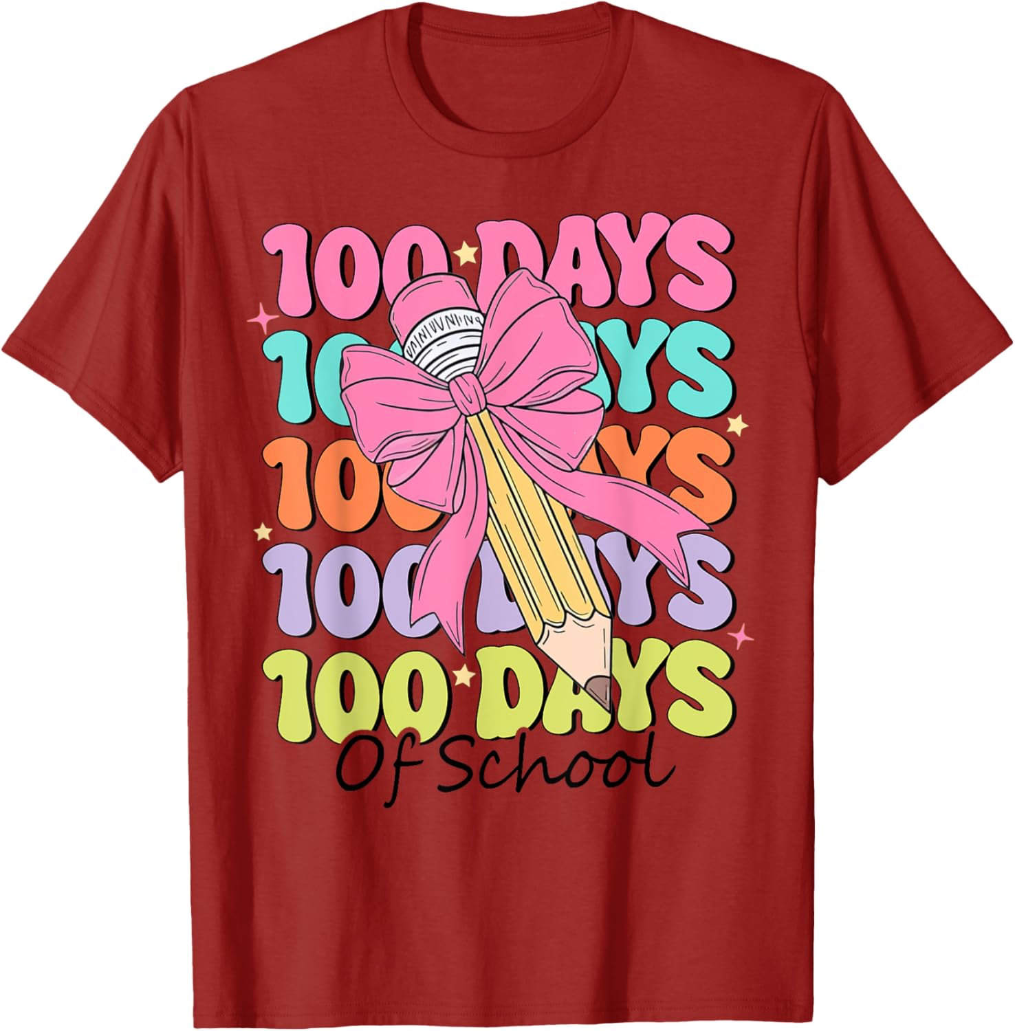 100 Days of School Teacher Coquette Bow T-Shirt for Fun Classroom Celebrations - 5