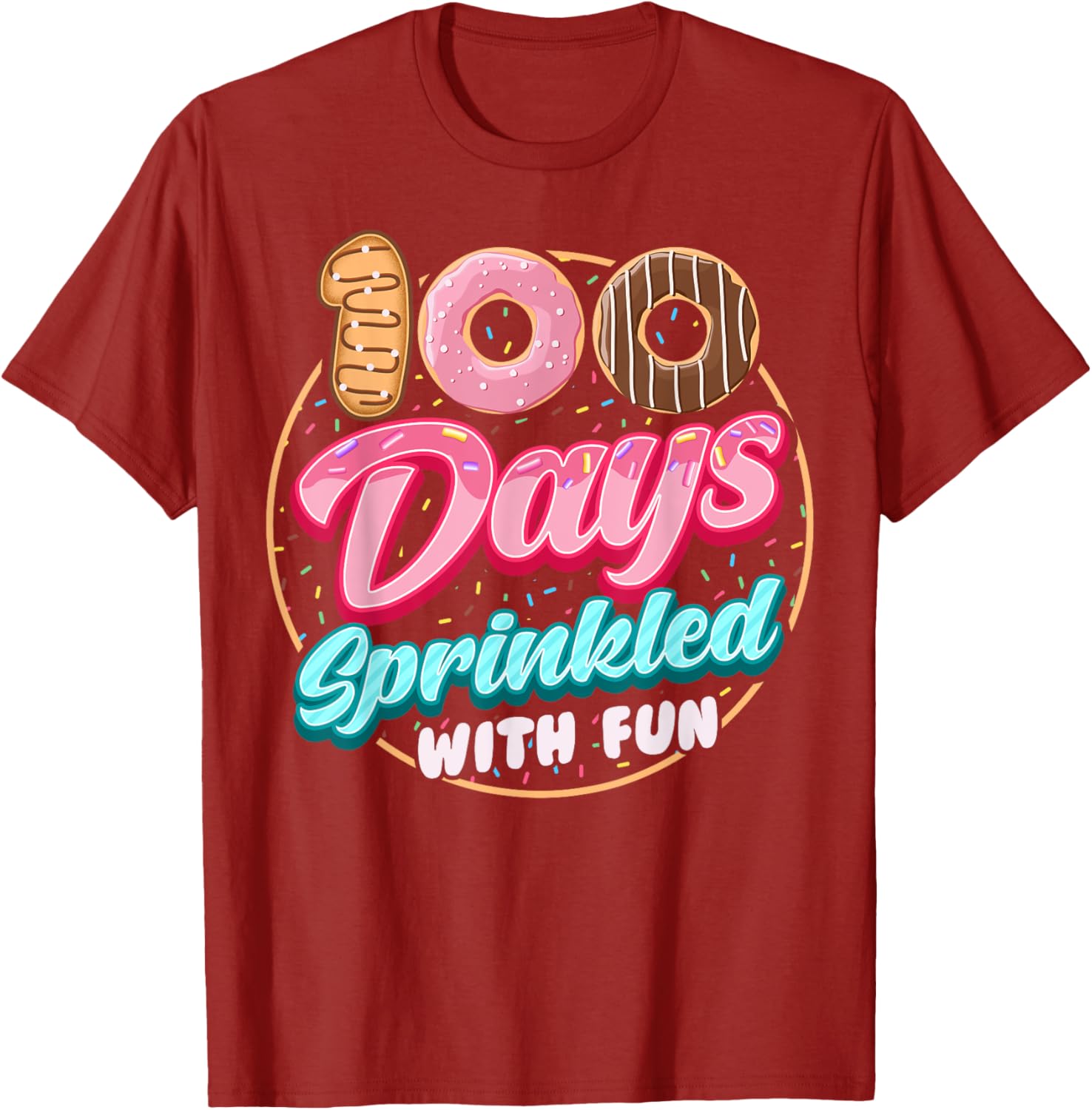 100 Days of Fun Donuts Girls T-Shirt for 100th Day of School Celebration - 9