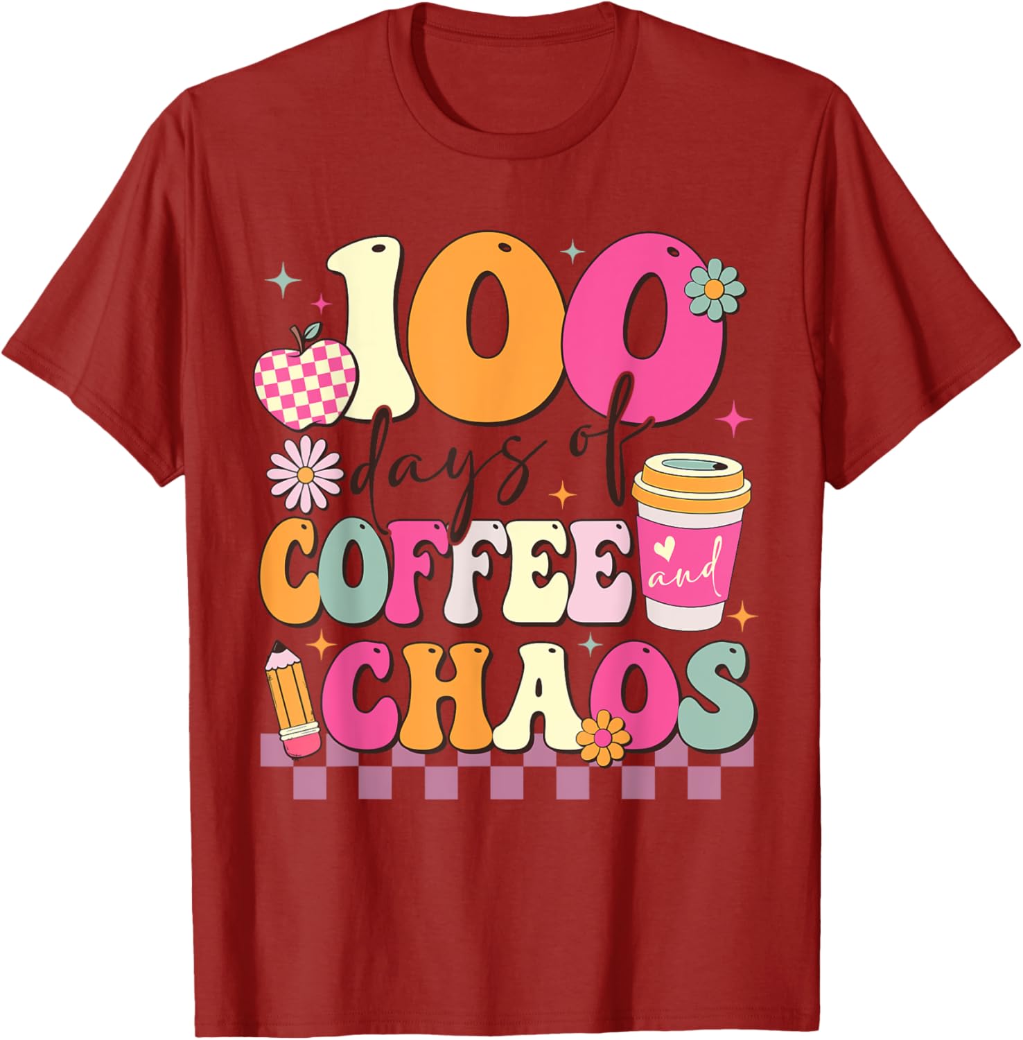 100 Days of Coffee and Chaos 100th Day School T-Shirt for Kids - 10