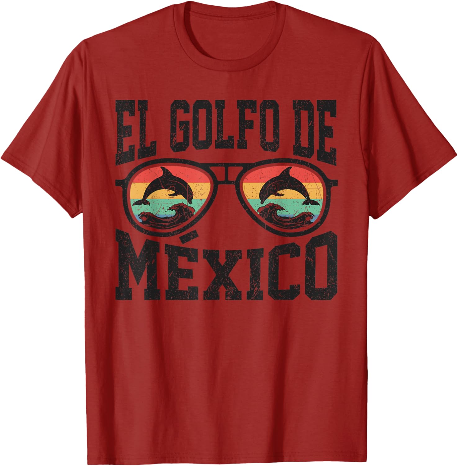El Golfo De Mexico Dolphin Beach T-Shirt Retro Vintage Sunglasses Style - 11
