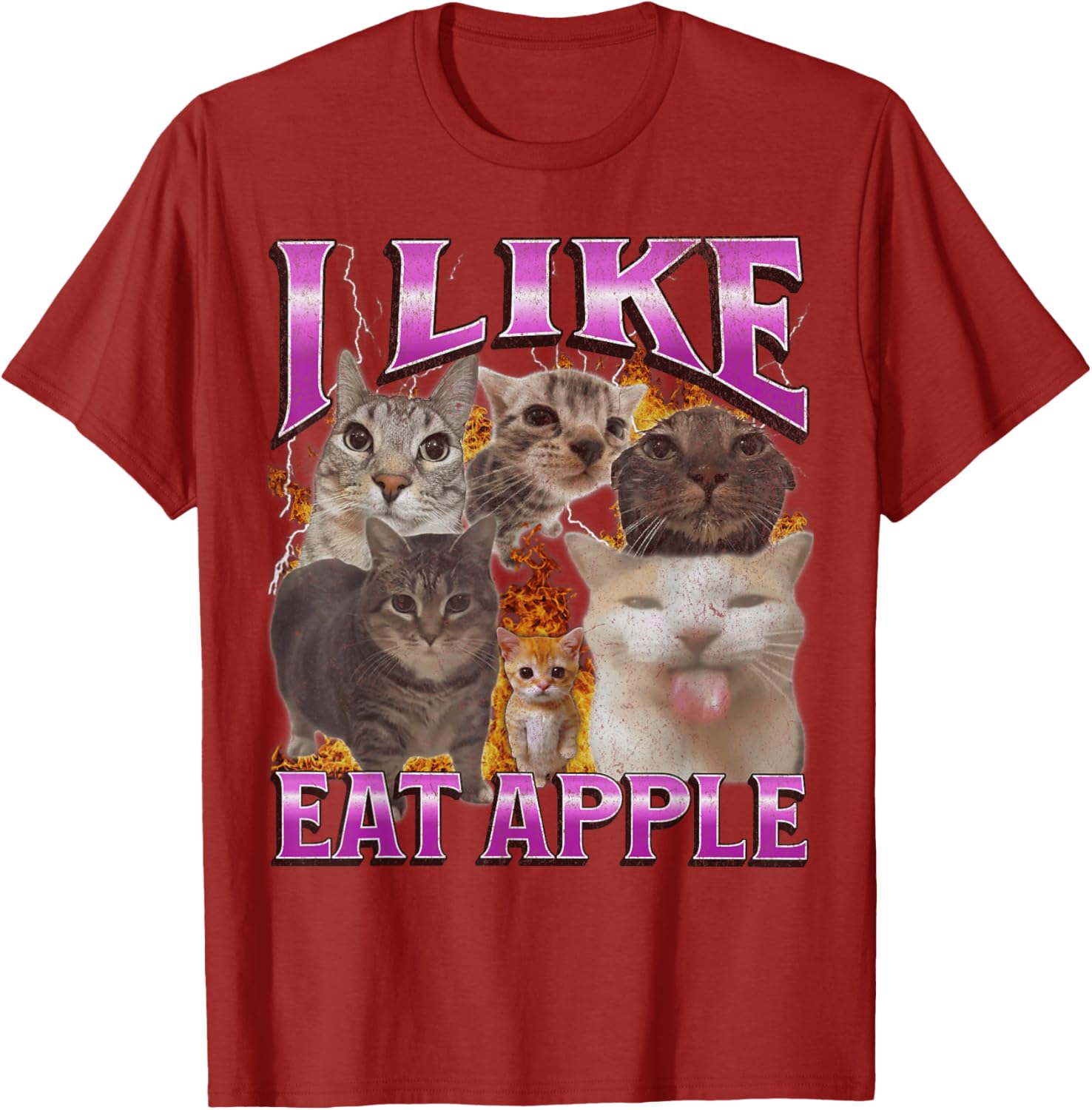 Funny Cat Meme Graphic T-Shirt I Like Eat Apples for Men and Women - 19