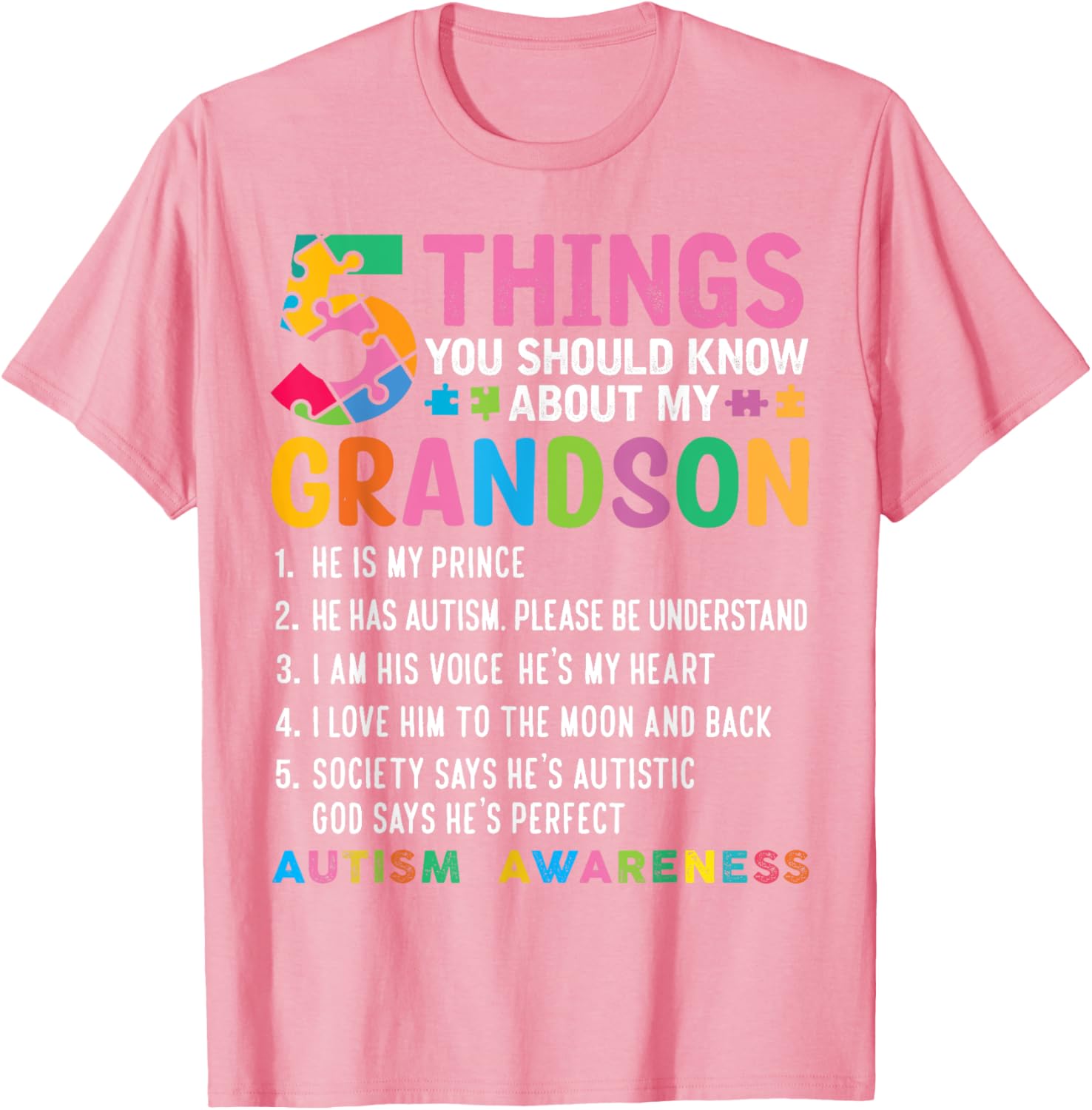 5 Essential Facts About My Grandson Autism Awareness T-Shirt for All - 1