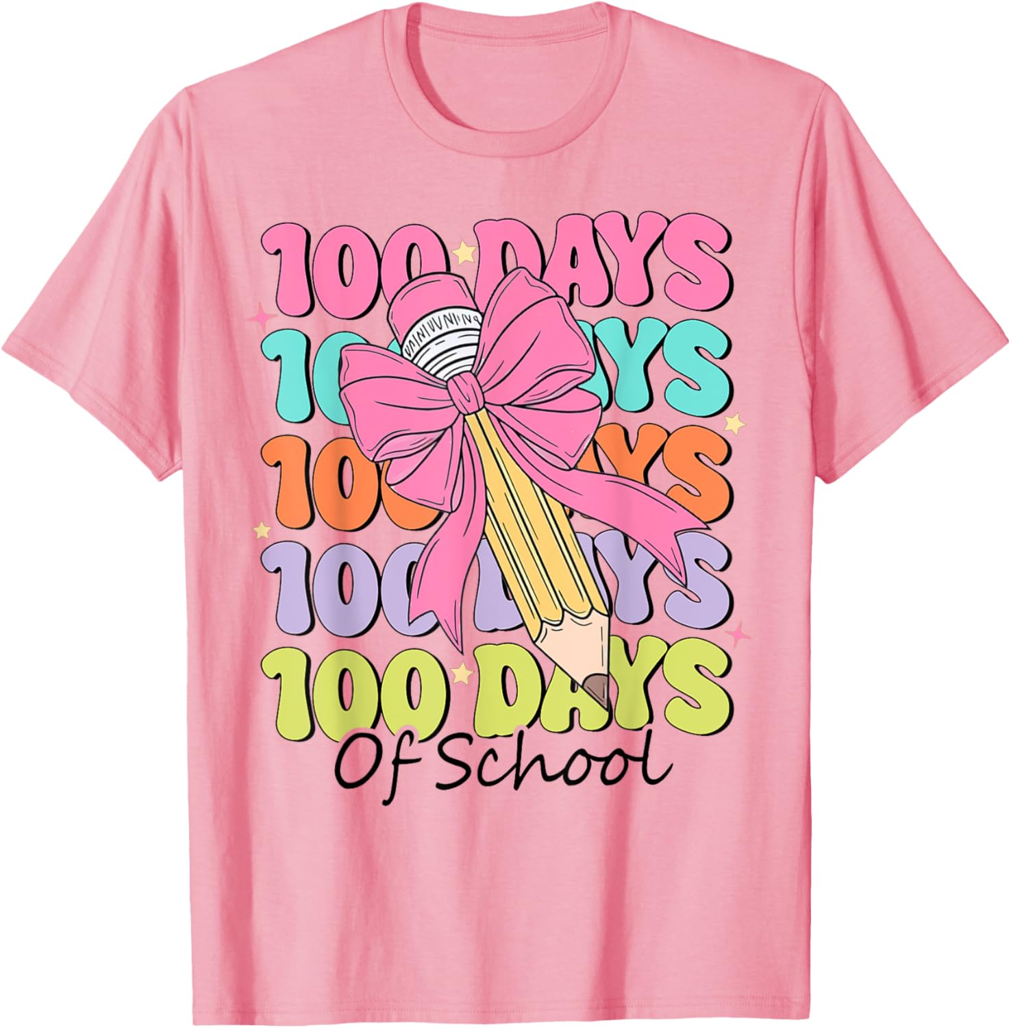 100 Days of School Teacher Coquette Bow T-Shirt for Fun Classroom Celebrations - 4