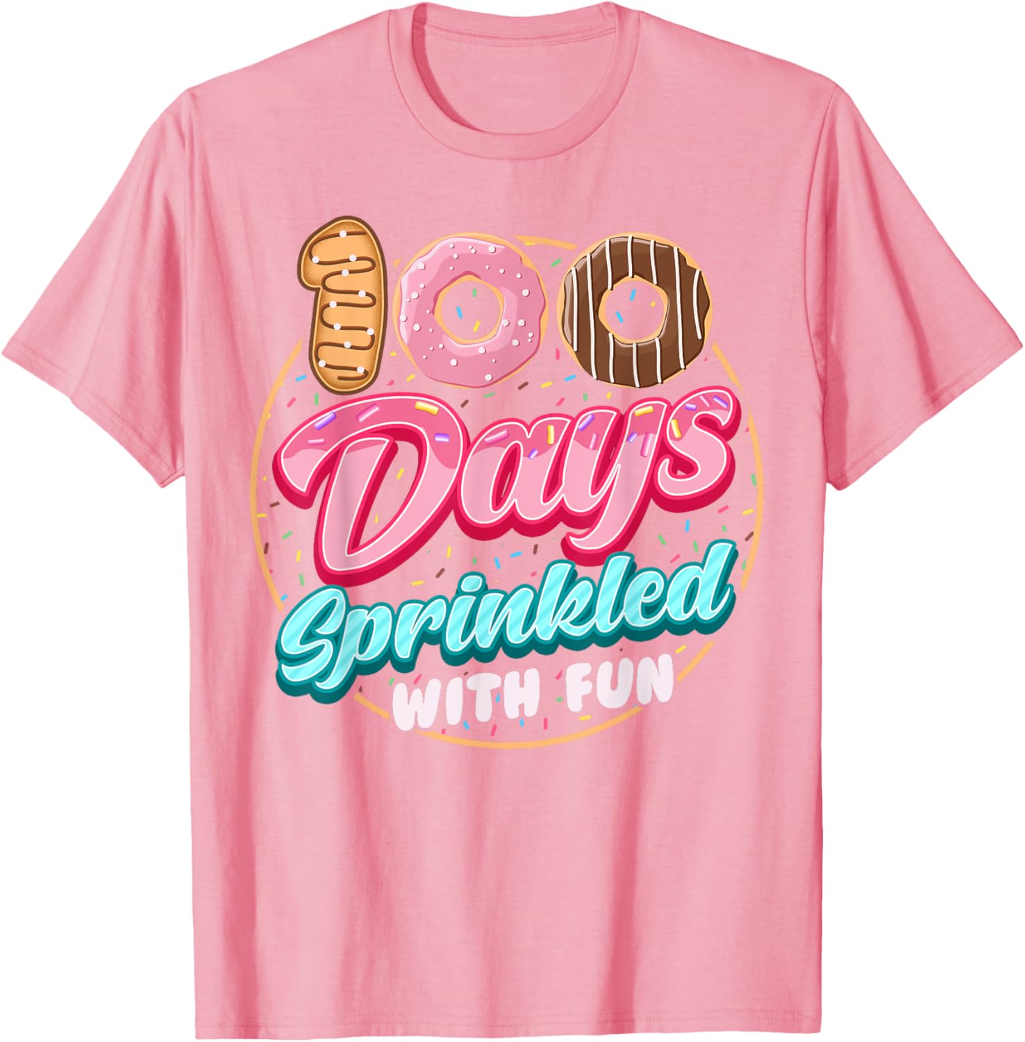100 Days of Fun Donuts Girls T-Shirt for 100th Day of School Celebration - 5
