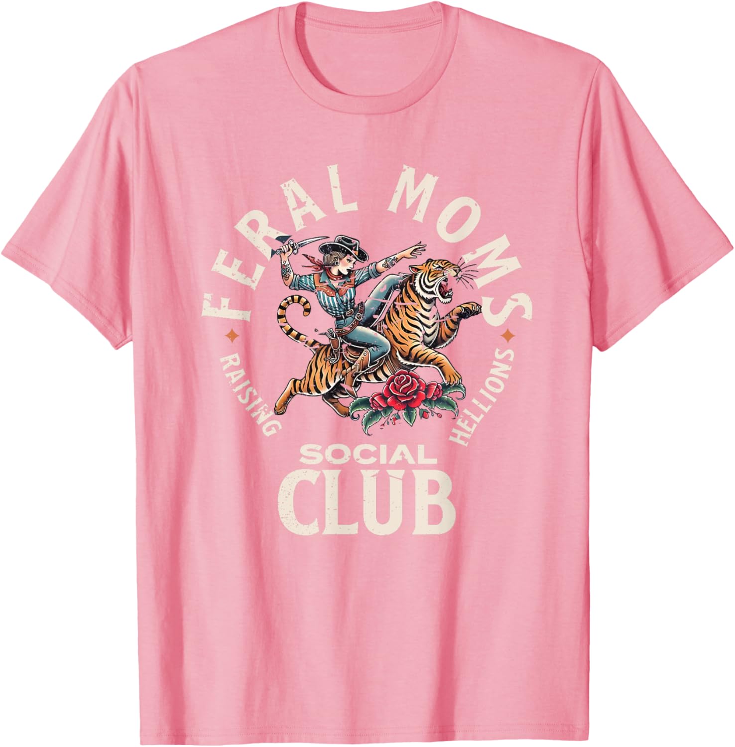 Retro Funny Feral Moms Social Club T-Shirt for Sarcastic Mothers - 9