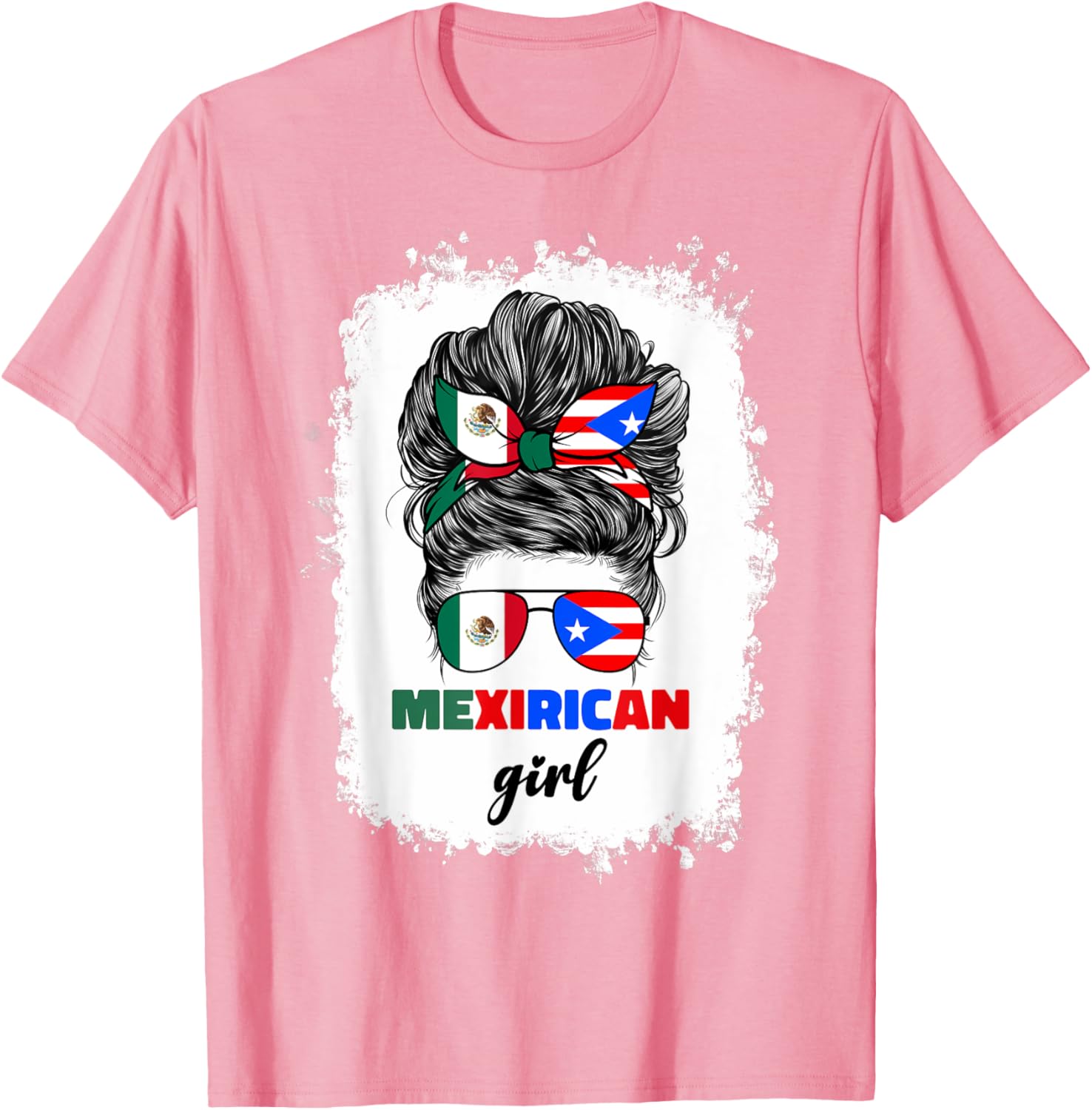Mexirican Girl Mix T-Shirt Half Mexican Puerto Rican Flag Design - 10