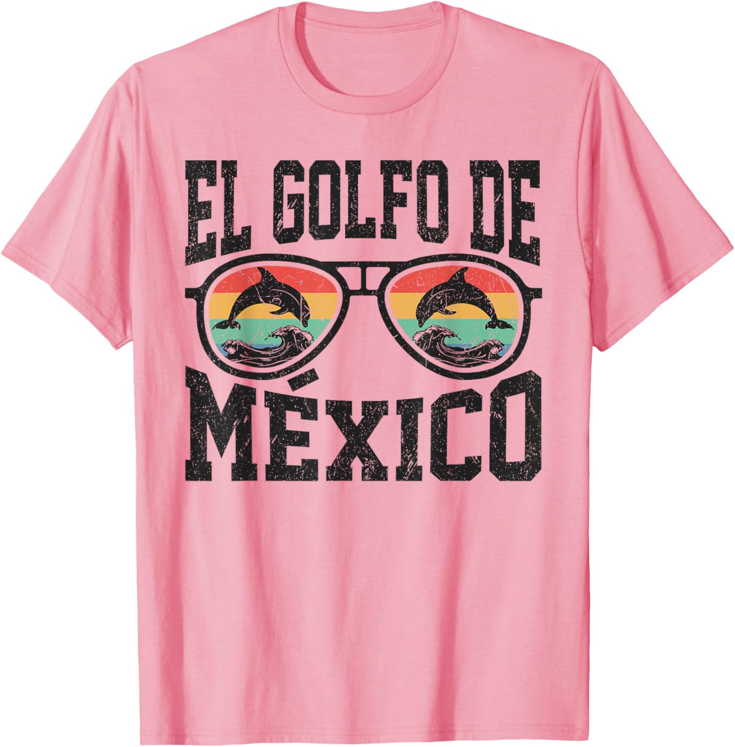 El Golfo De Mexico Dolphin Beach T-Shirt Retro Vintage Sunglasses Style - 16