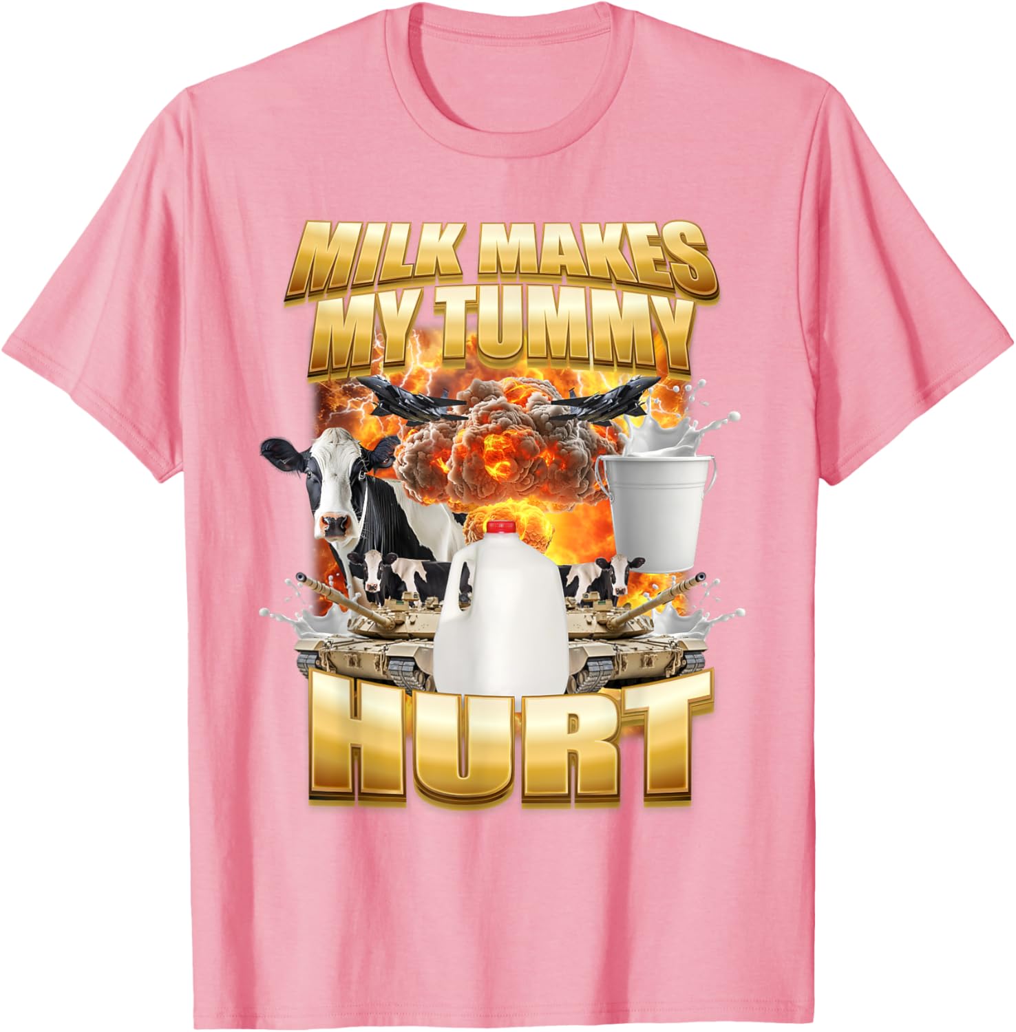 Funny Cow Meme T-Shirt for Milk Lovers - Tummy Hurt Humor Shirt - 15