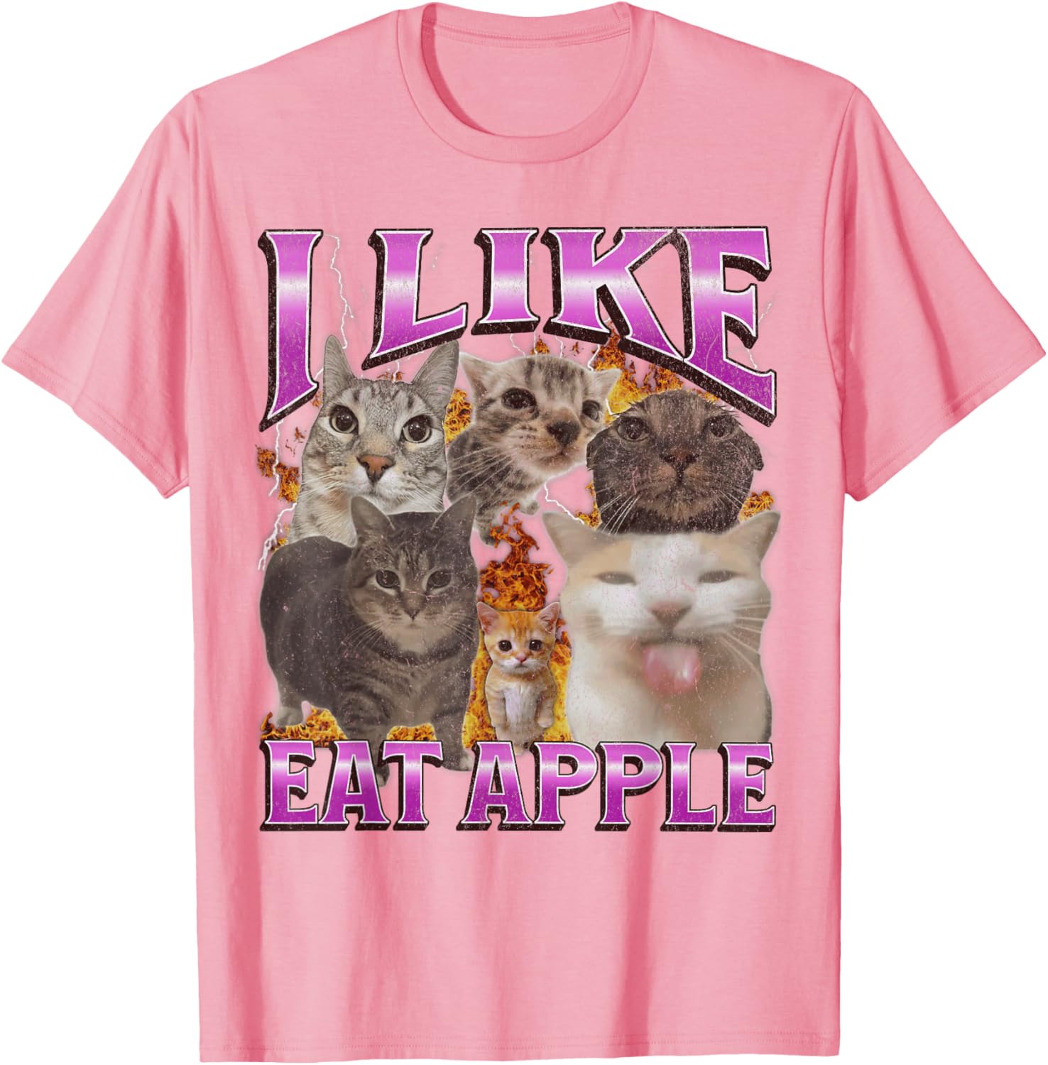 Funny Cat Meme Graphic T-Shirt I Like Eat Apples for Men and Women - 26