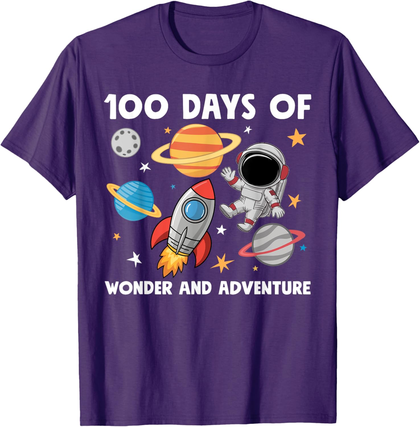 100 Days of School Astronaut T-Shirt for Boys Kids Space Theme Fun - 9