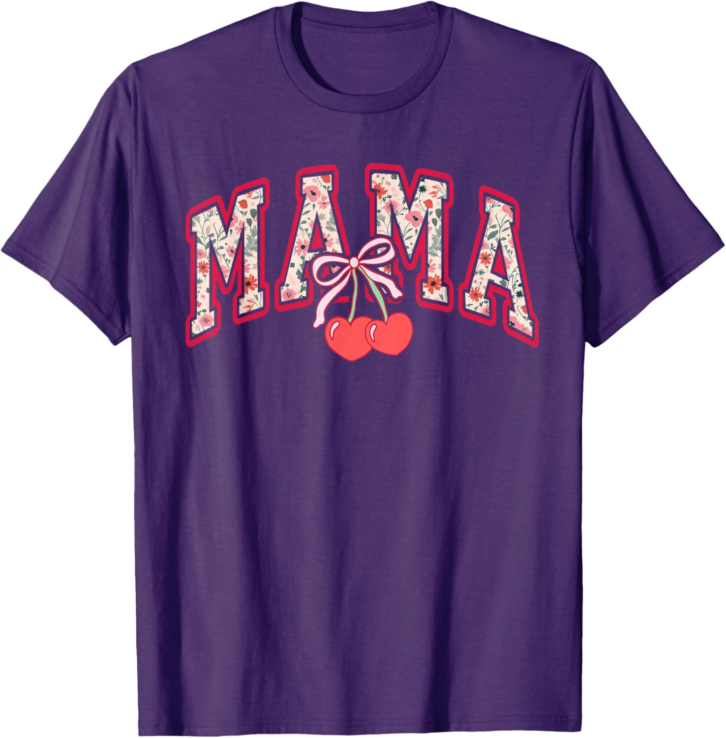 Cute Mama Cherry Bow T-Shirt for Happy Mother's Day Gift for Moms - 15
