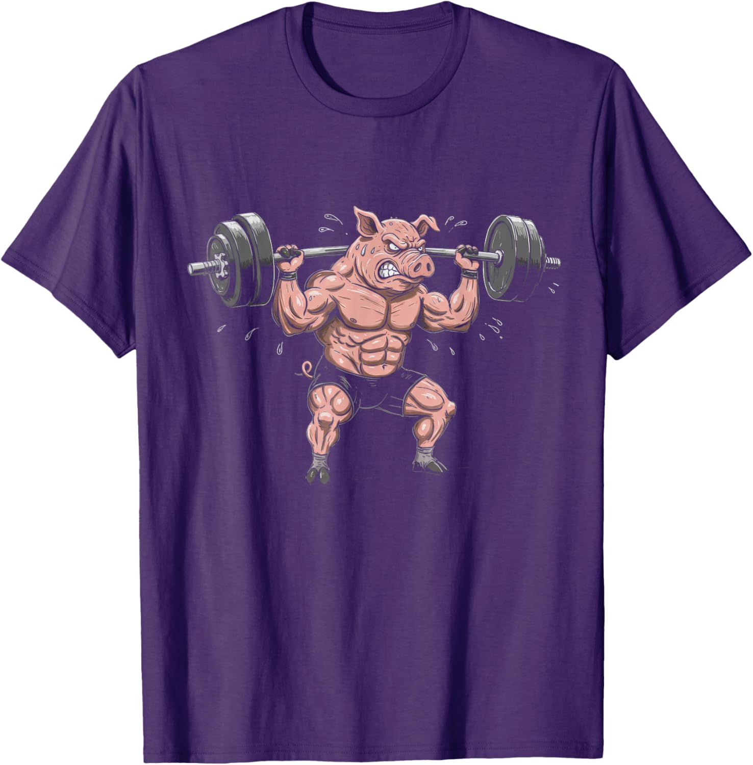 Funny Muscular Pig Lifting Barbell Gym T-Shirt for Workout Lovers - 9