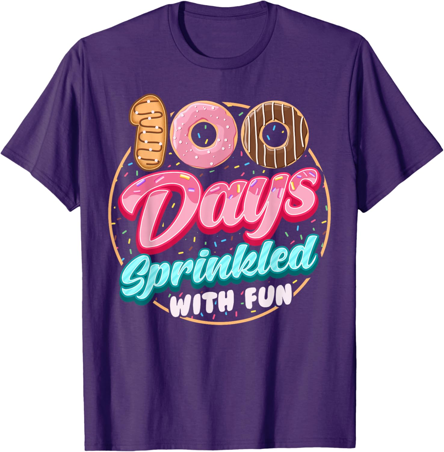 100 Days of Fun Donuts Girls T-Shirt for 100th Day of School Celebration - 11