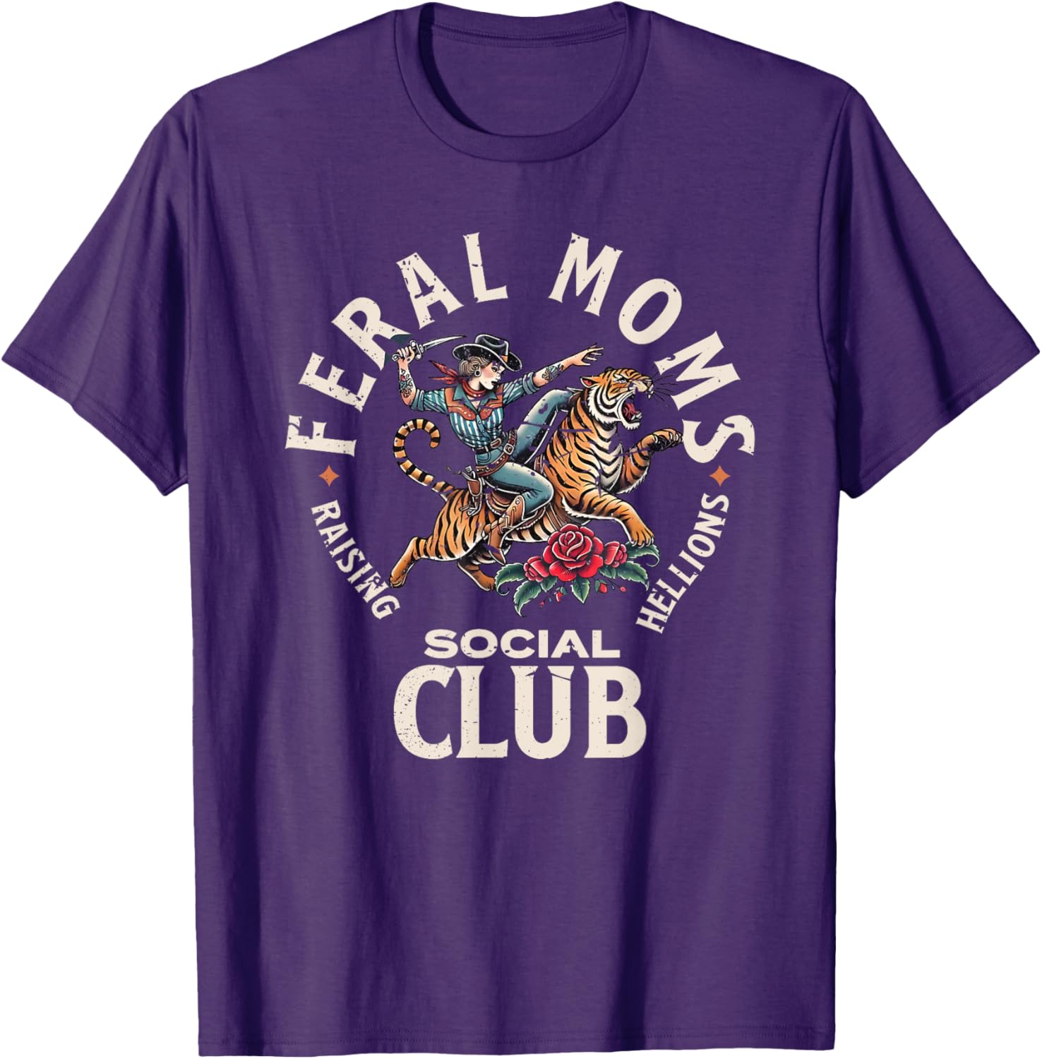 Retro Funny Feral Moms Social Club T-Shirt for Sarcastic Mothers - 2