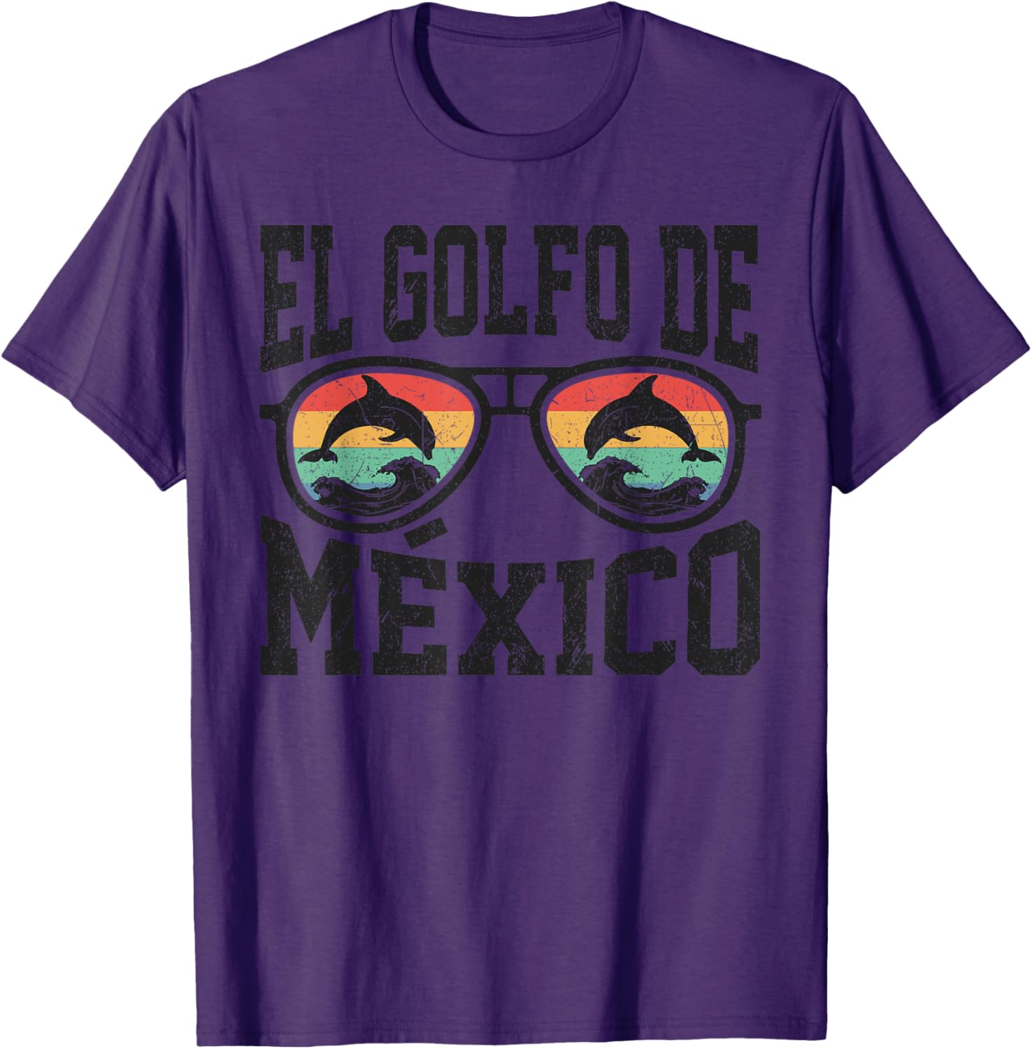 El Golfo De Mexico Dolphin Beach T-Shirt Retro Vintage Sunglasses Style - 20