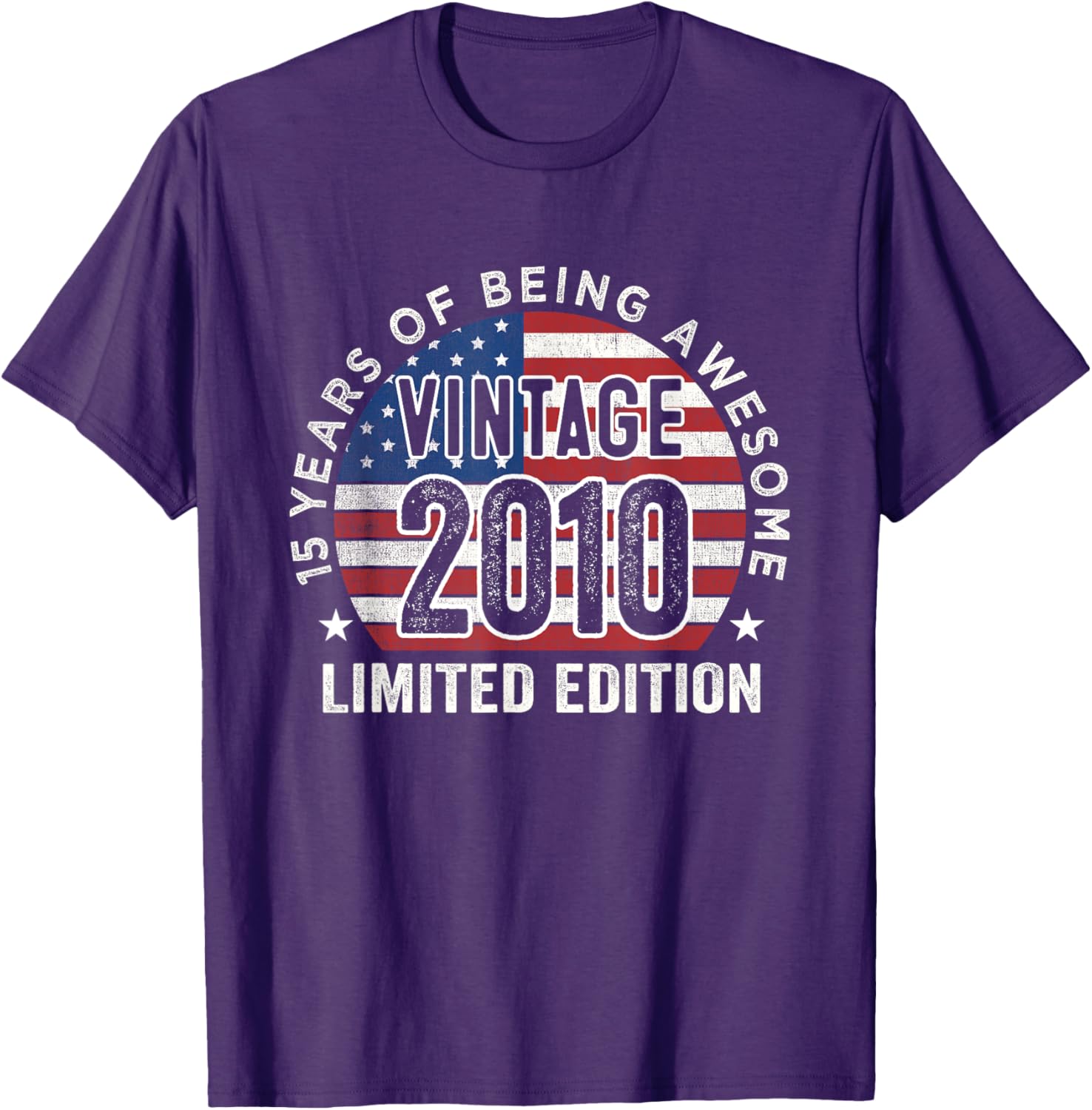 Vintage 2010 USA Flag T-Shirt for 15th Birthday Gifts for Men - 8