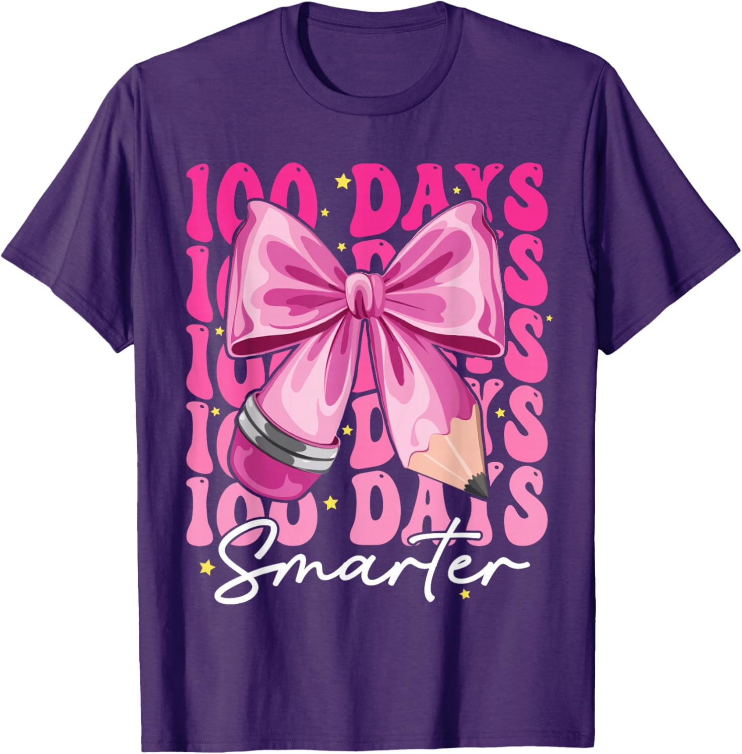 100 Days Smarter Coquette Bow T-Shirt for Girls - Perfect for School Celebrations - 14