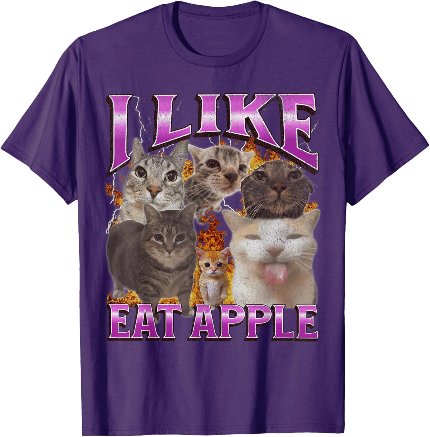 Funny Cat Meme Graphic T-Shirt I Like Eat Apples for Men and Women - 24