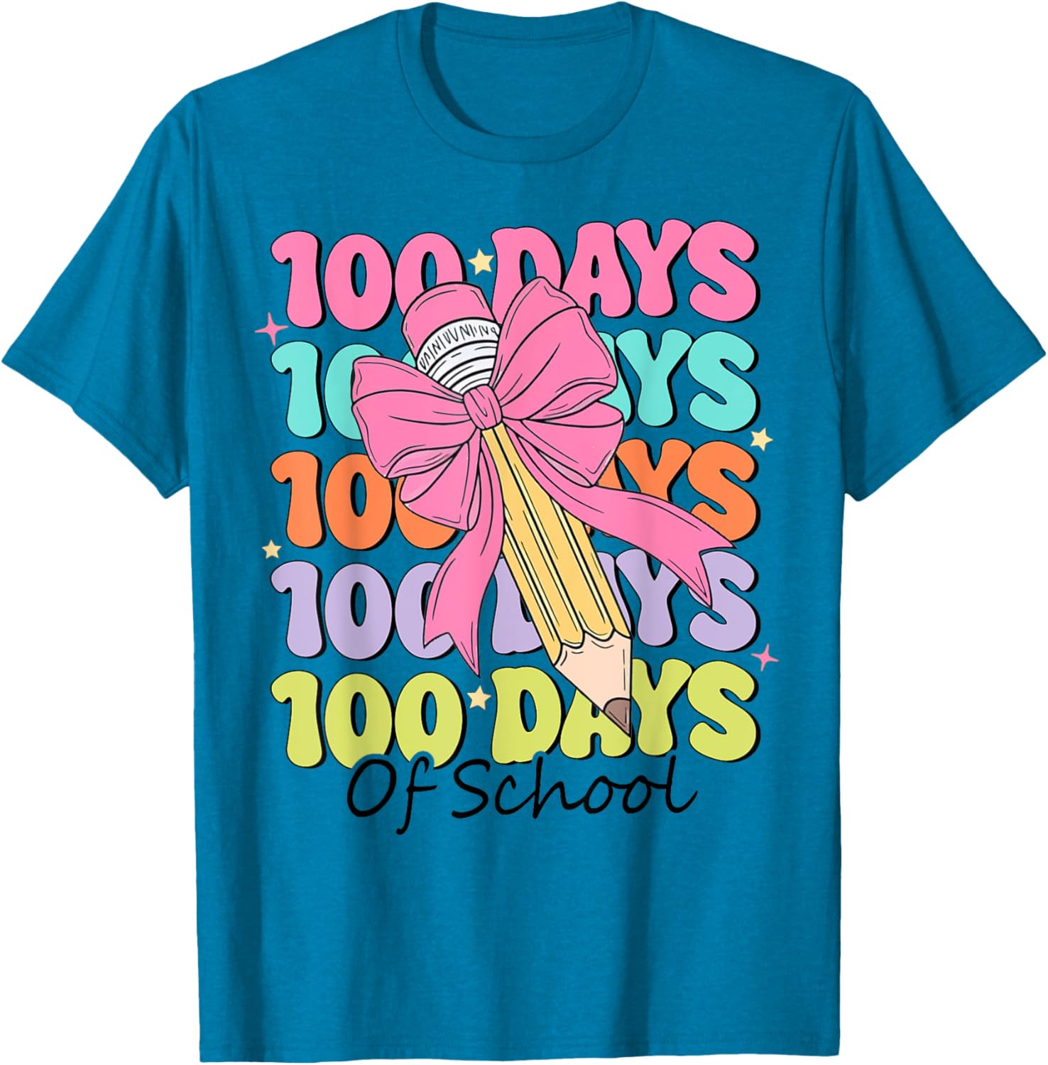 100 Days of School Teacher Coquette Bow T-Shirt for Fun Classroom Celebrations - 14