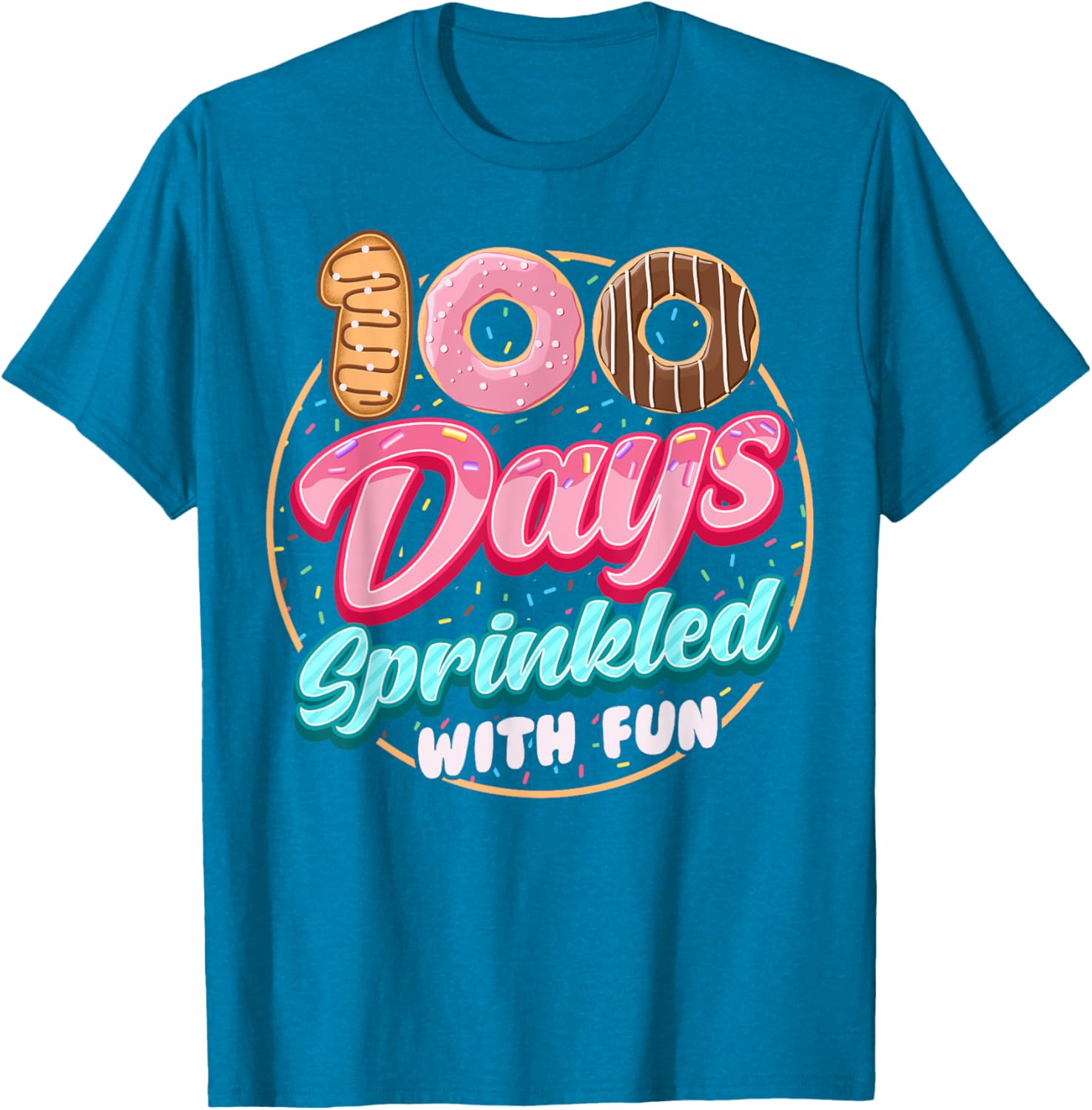 100 Days of Fun Donuts Girls T-Shirt for 100th Day of School Celebration - 16