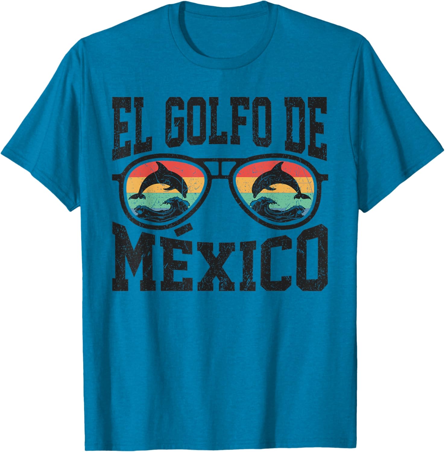 El Golfo De Mexico Dolphin Beach T-Shirt Retro Vintage Sunglasses Style - 17