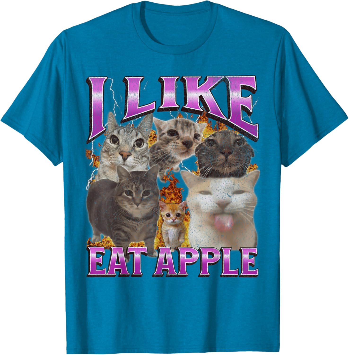 Funny Cat Meme Graphic T-Shirt I Like Eat Apples for Men and Women - 17