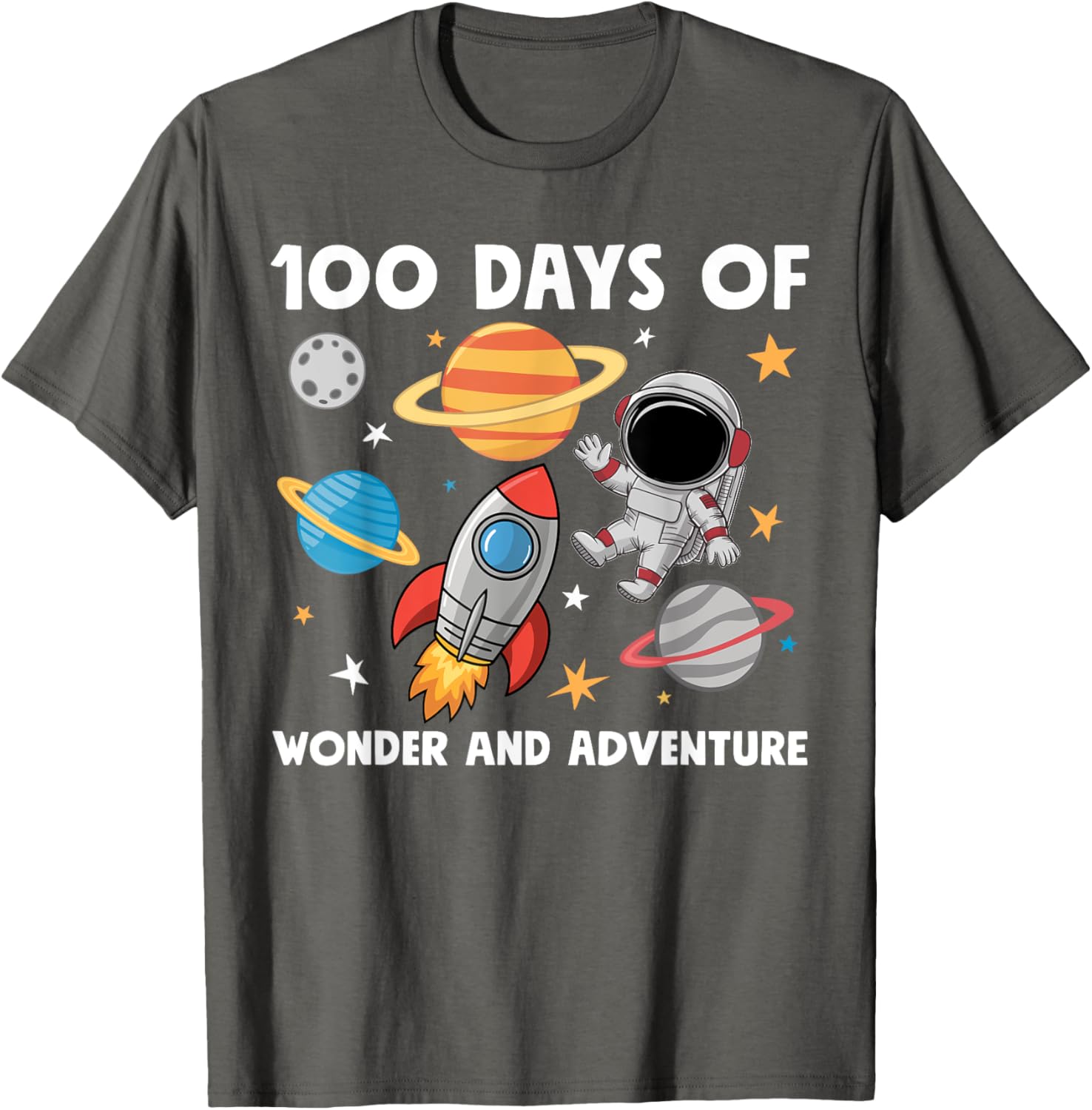 100 Days of School Astronaut T-Shirt for Boys Kids Space Theme Fun - 3