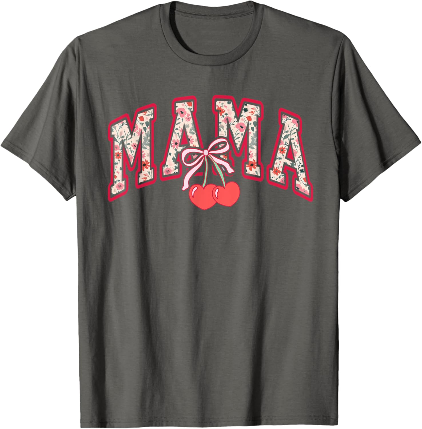 Cute Mama Cherry Bow T-Shirt for Happy Mother's Day Gift for Moms - 1
