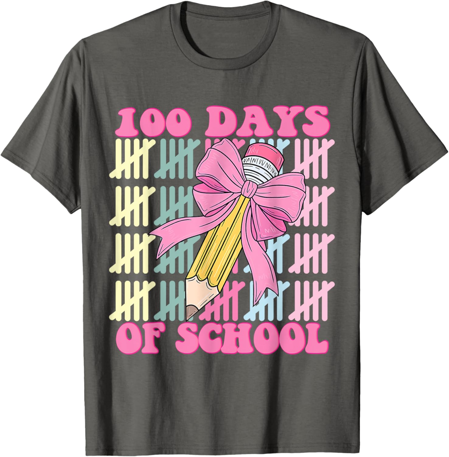 100 Days of School Girls Coquette Bow T-Shirt for Celebrating School Milestones - 5