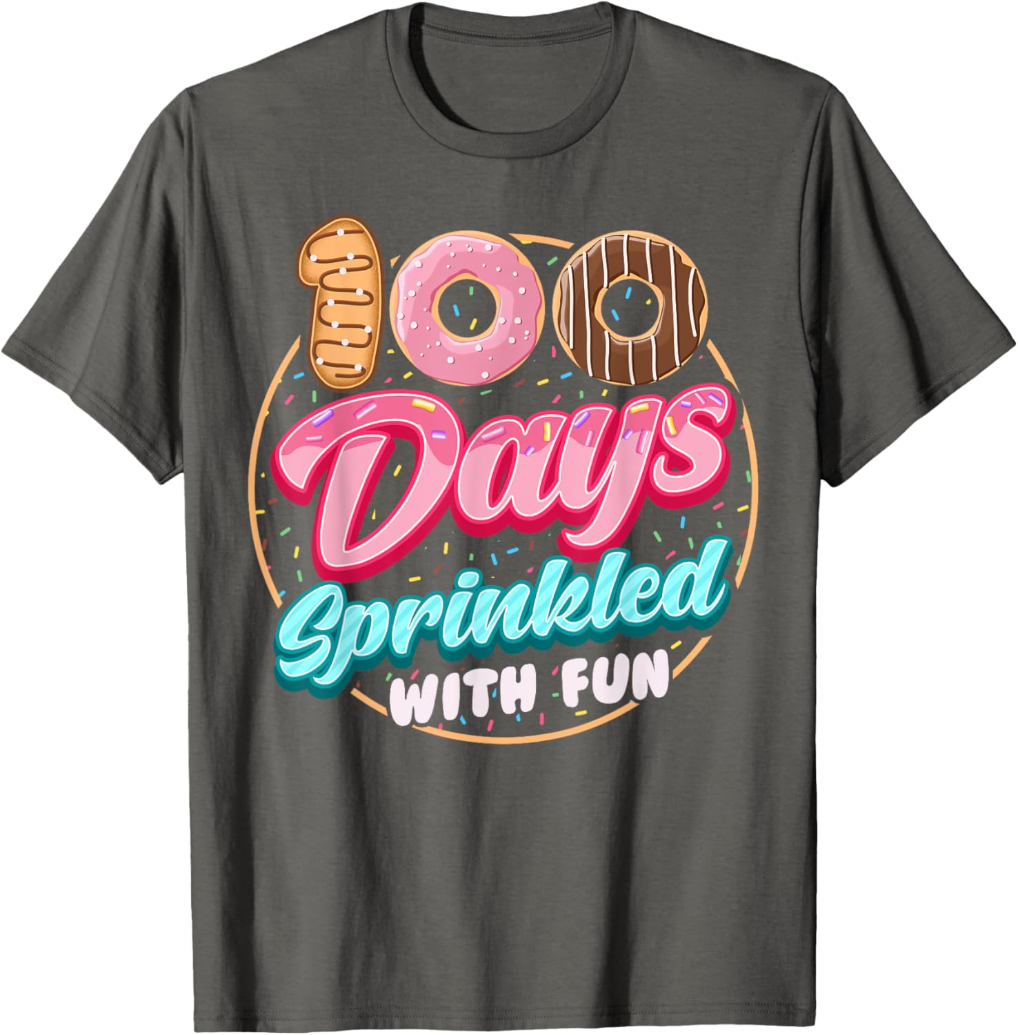100 Days of Fun Donuts Girls T-Shirt for 100th Day of School Celebration - 17