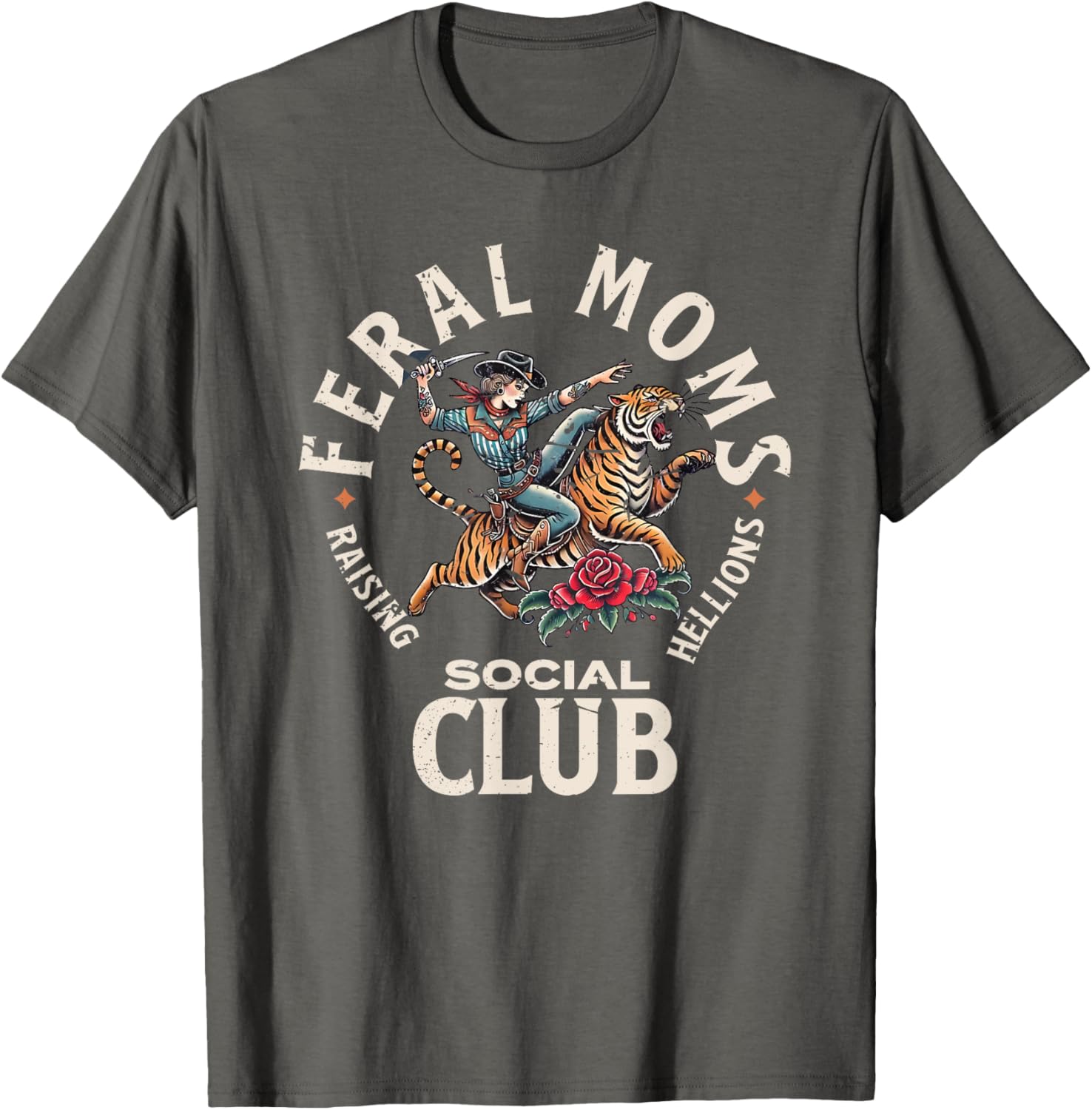 Retro Funny Feral Moms Social Club T-Shirt for Sarcastic Mothers - 1