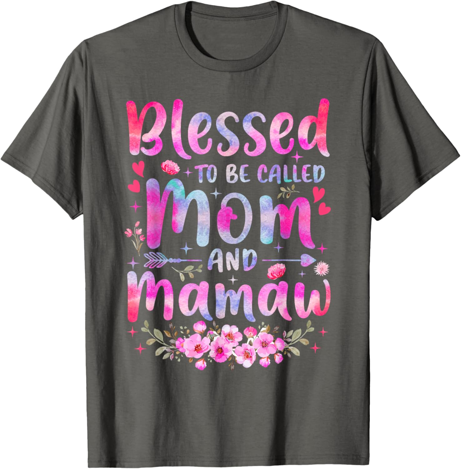 Blessed to Be Called Mom and Mamaw Floral T-Shirt for Mother's Day - 1