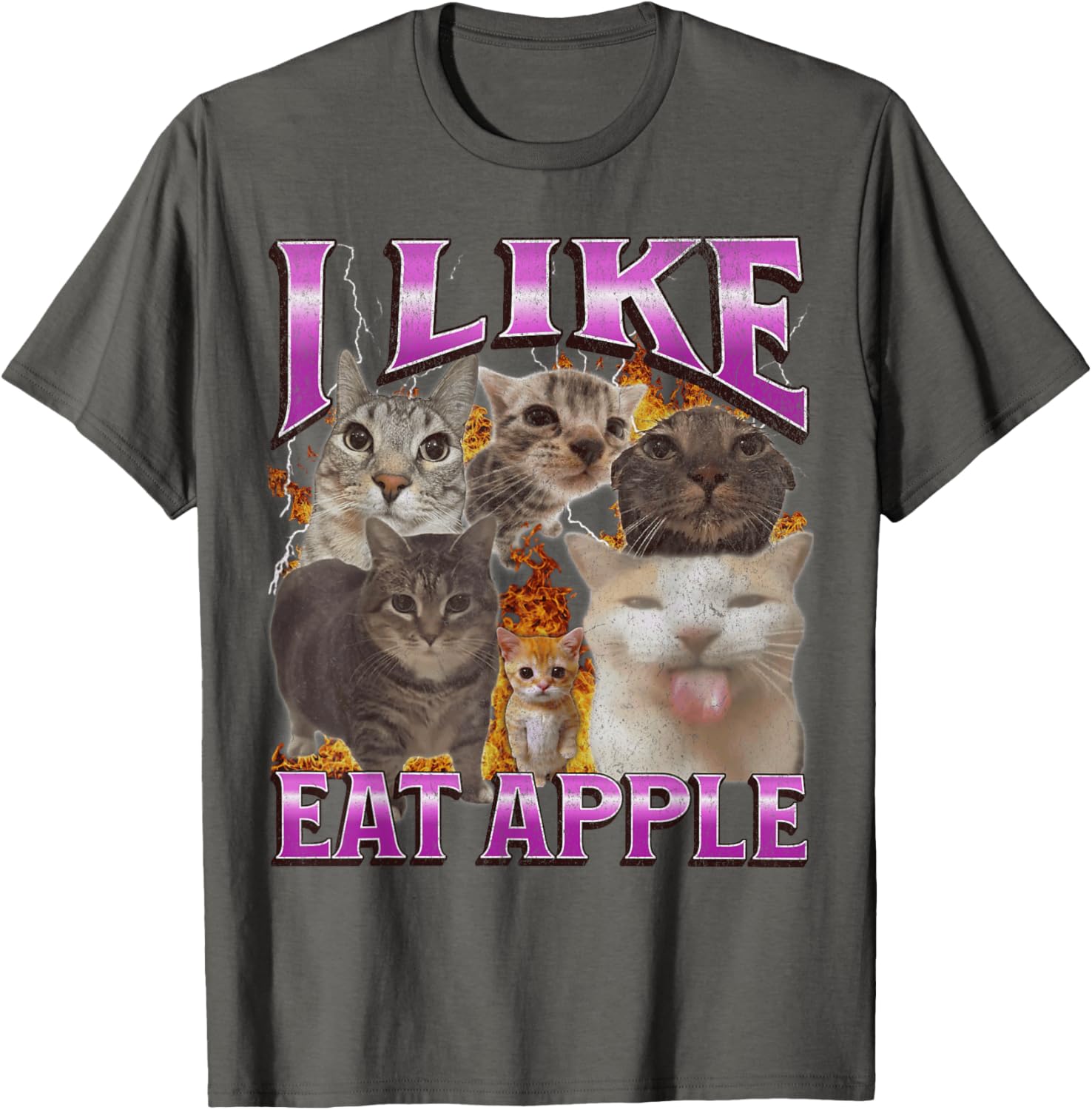 Funny Cat Meme Graphic T-Shirt I Like Eat Apples for Men and Women - 12