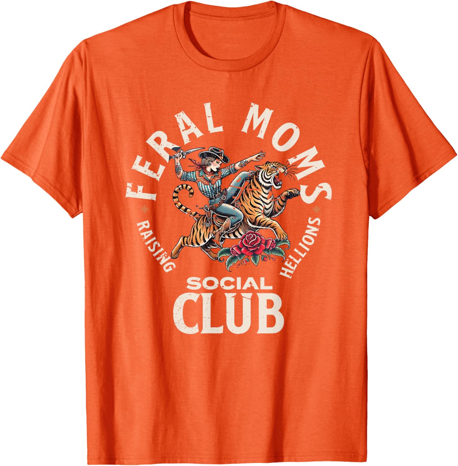 Retro Funny Feral Moms Social Club T-Shirt for Sarcastic Mothers - 6