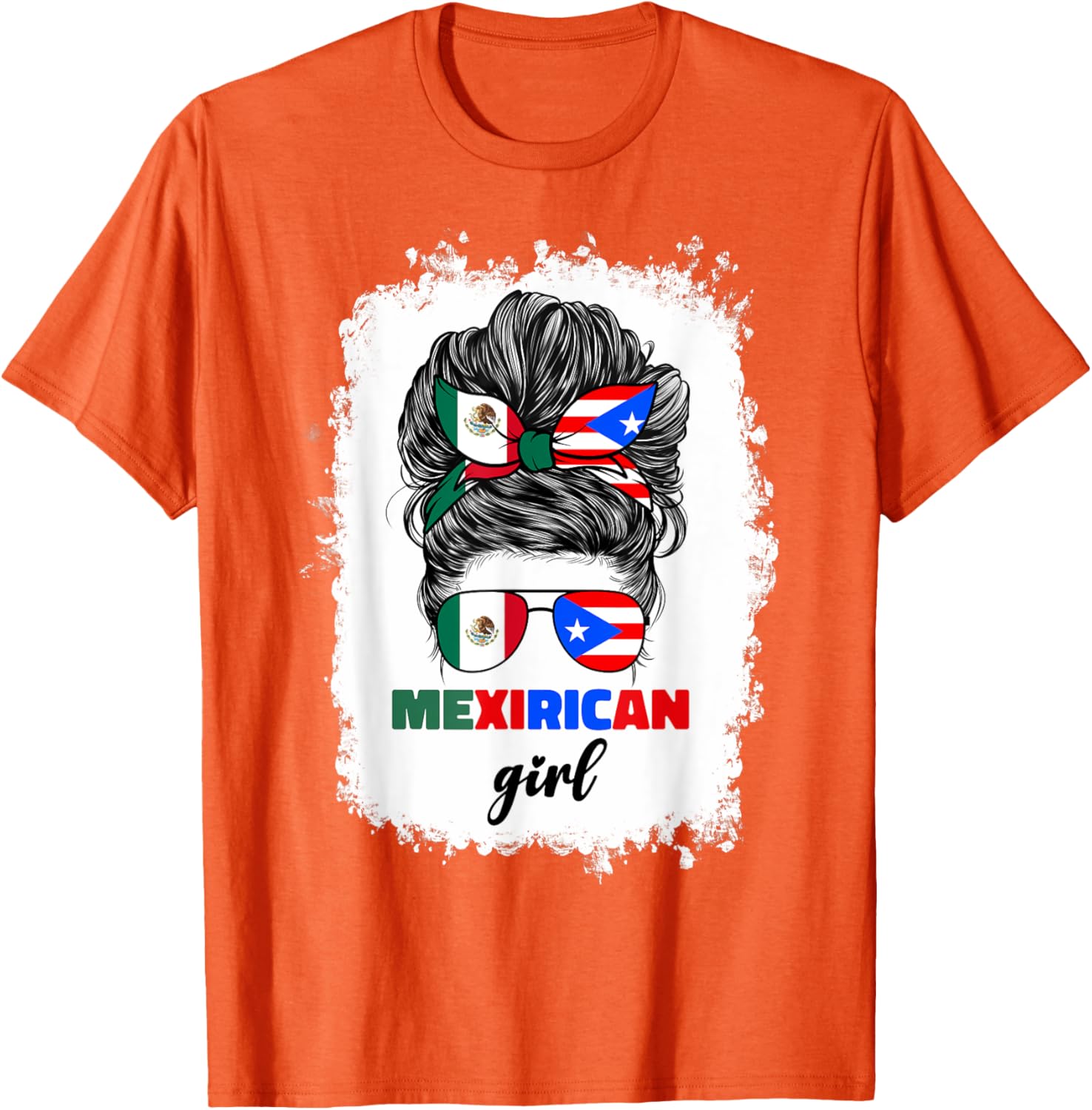 Mexirican Girl Mix T-Shirt Half Mexican Puerto Rican Flag Design - 19