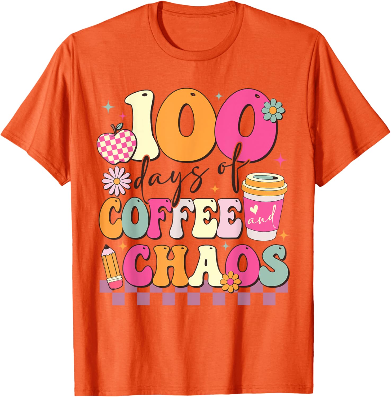 100 Days of Coffee and Chaos 100th Day School T-Shirt for Kids - 20