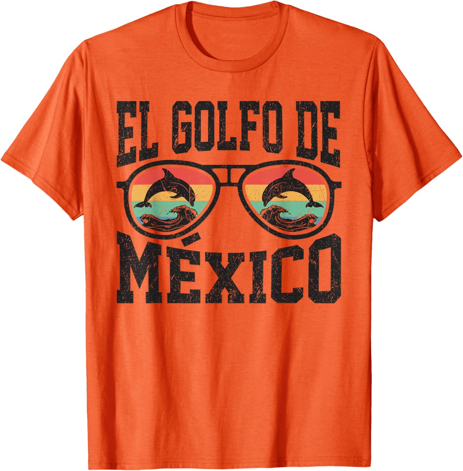 El Golfo De Mexico Dolphin Beach T-Shirt Retro Vintage Sunglasses Style - 2