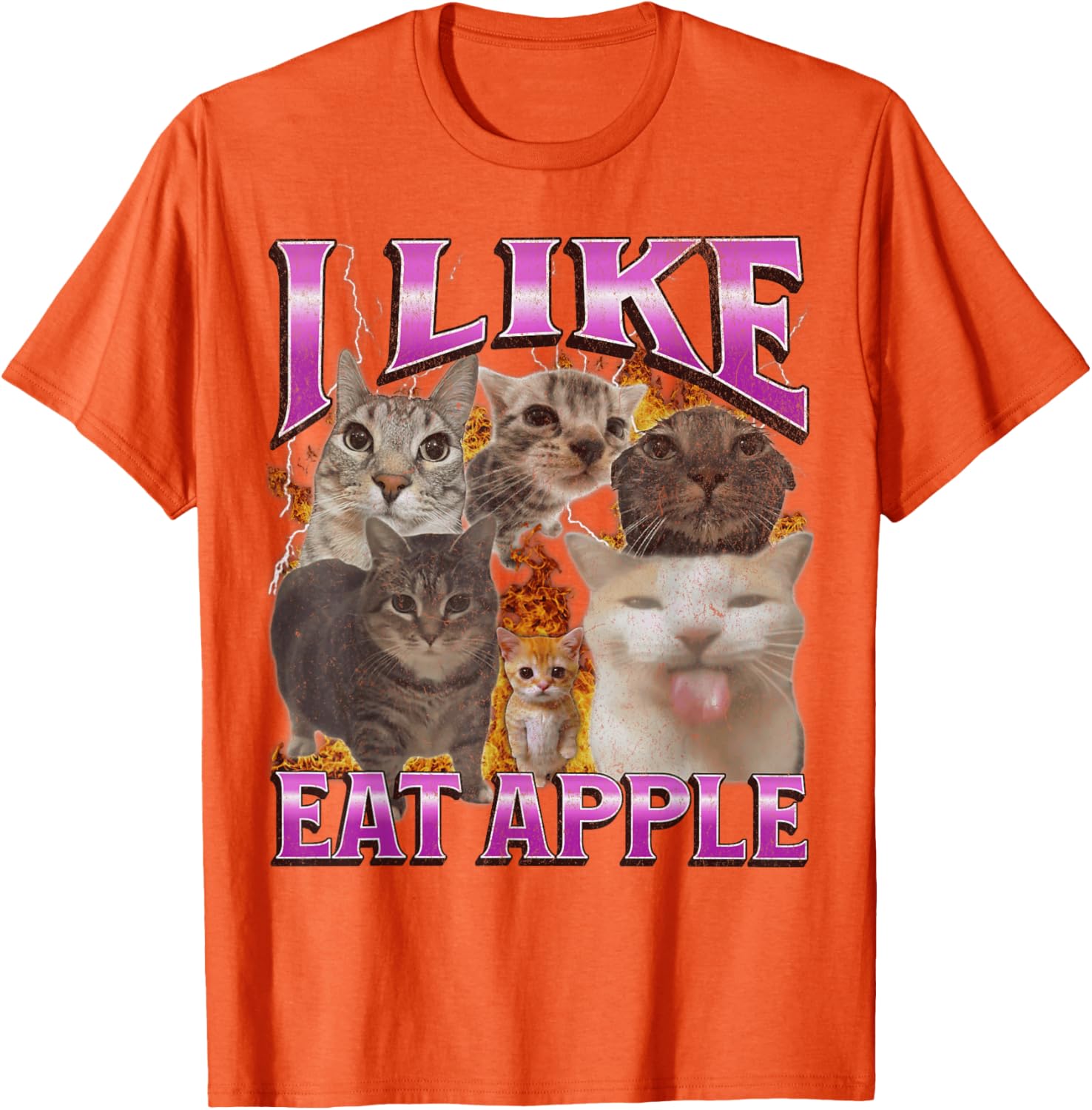 Funny Cat Meme Graphic T-Shirt I Like Eat Apples for Men and Women - 23