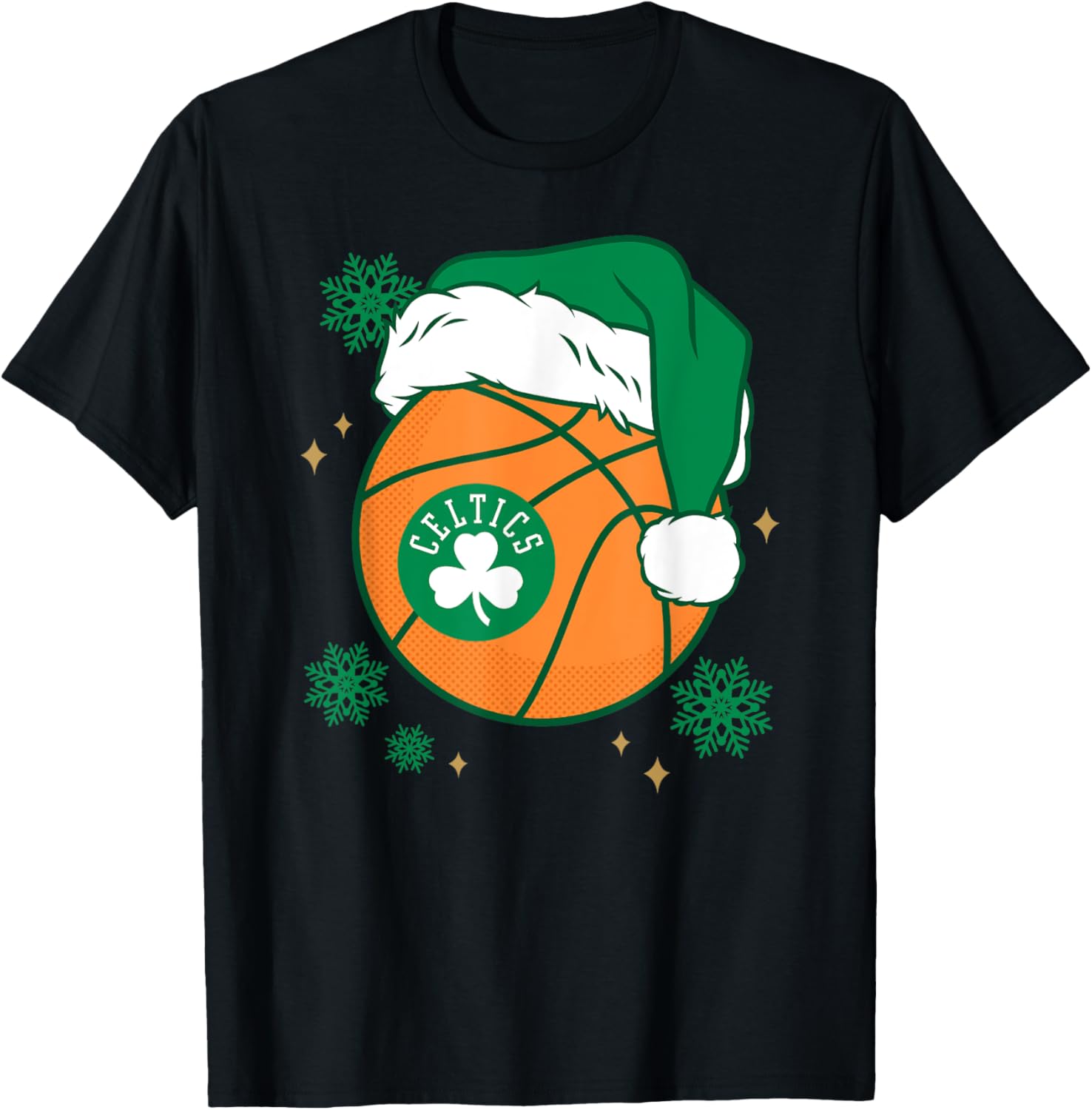 Boston Celtics Christmas Santa Hat Ball T-Shirt Perfect Holiday Gift - 1